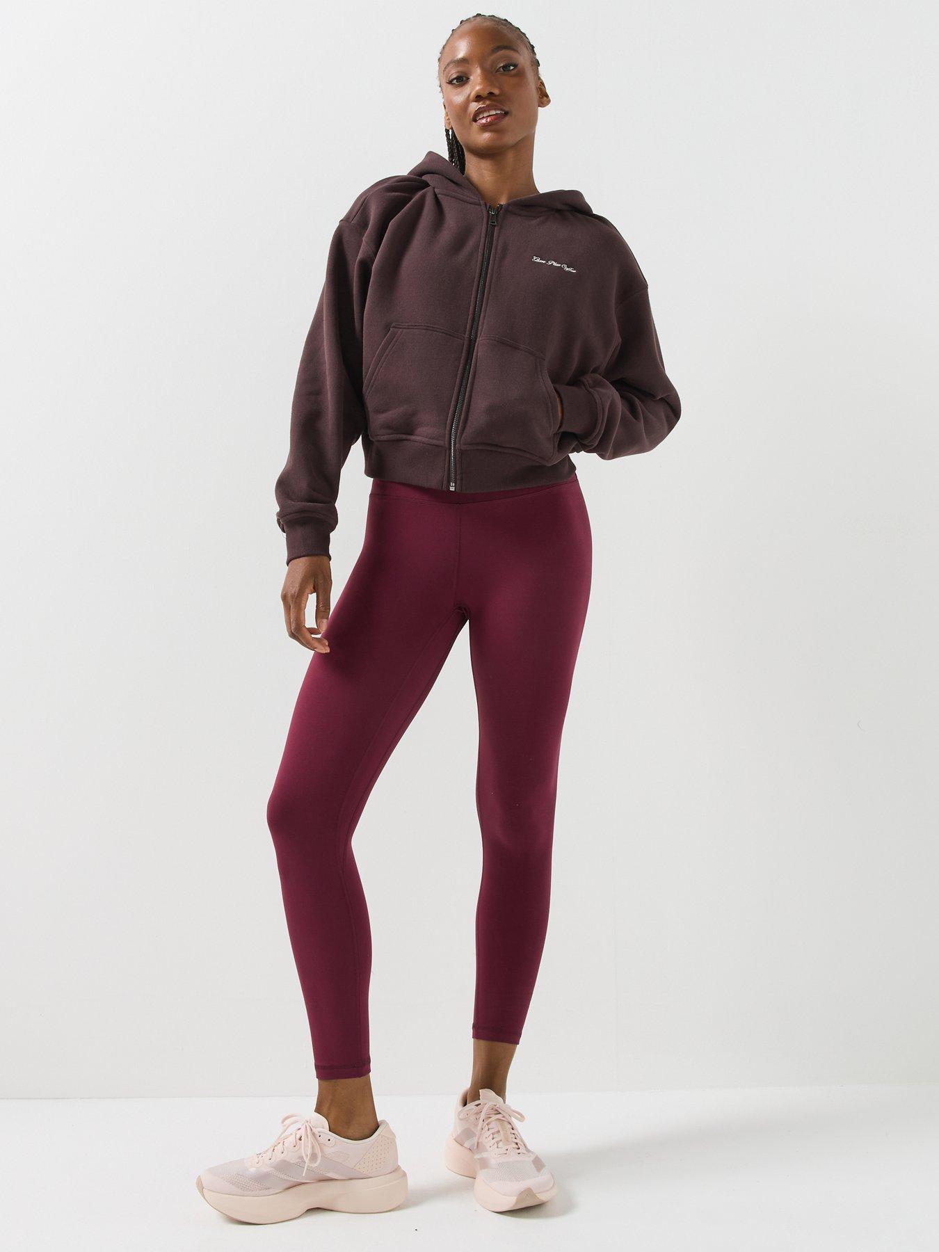 Image 3 of 6 of Gym + Coffee Womens Full Zip Hooded Training Hoodie - Brown
