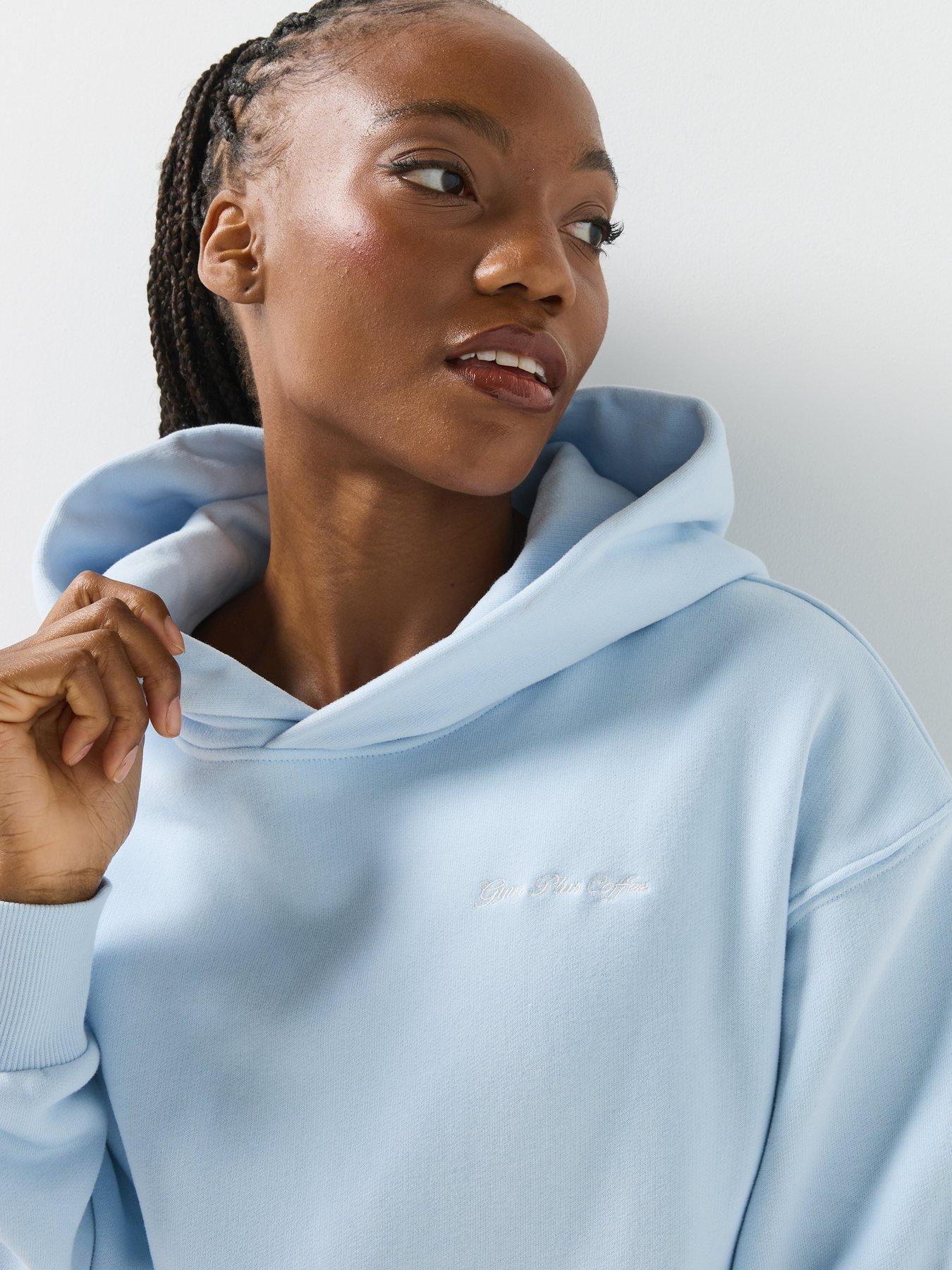 Image 4 of 6 of Gym + Coffee Womens Training Daily Relaxed Fit Hoodie - Blue
