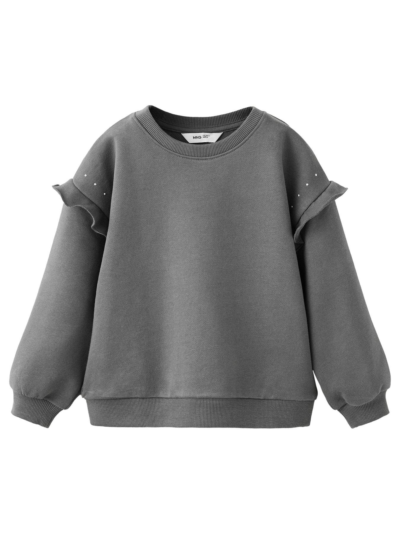 Mango Younger Girls Studded Cotton Sweatshirt - Grey