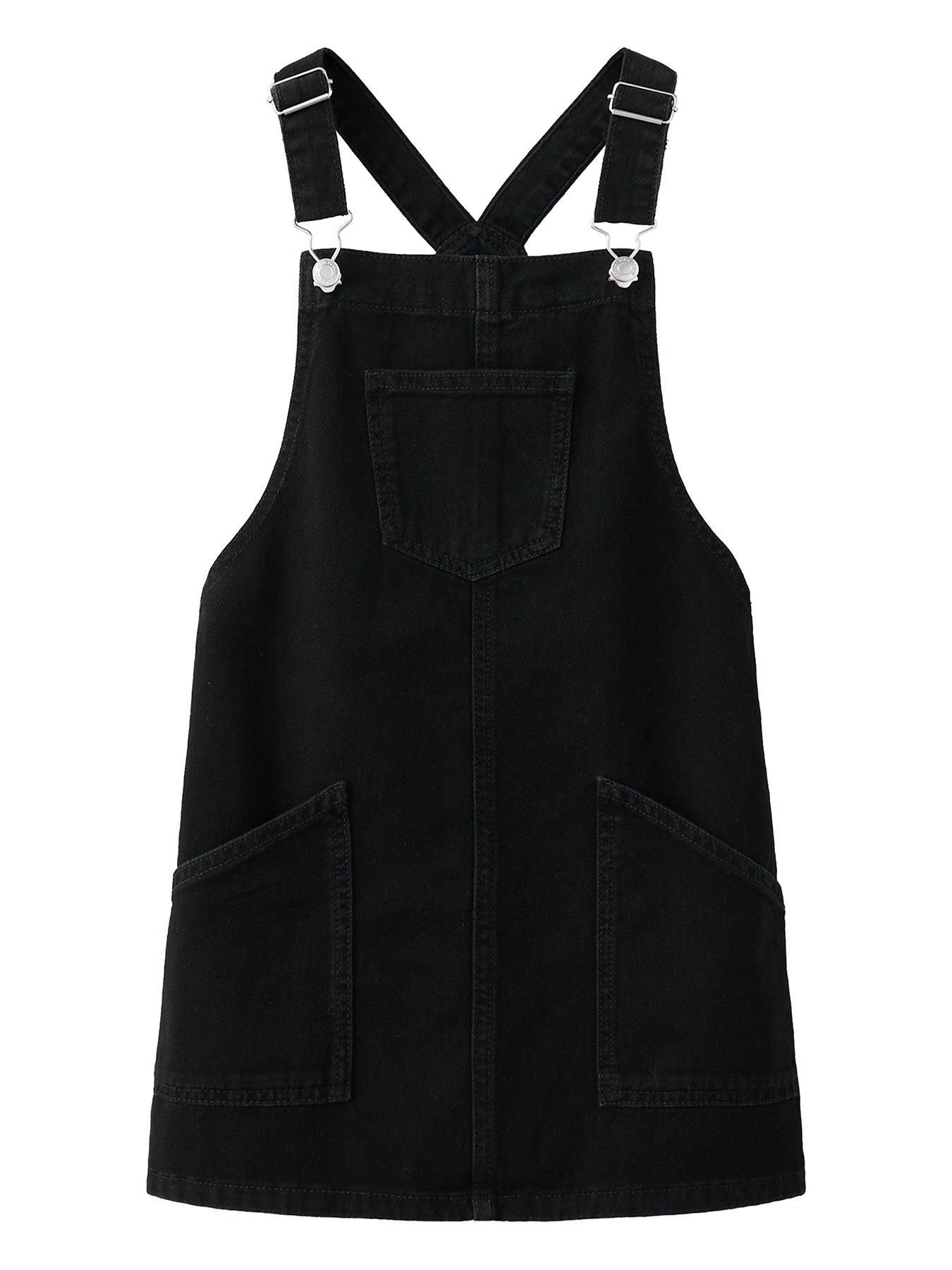 Image 2 of 5 of Mango Girls Denim Pinafore Dress &nbsp;- Black