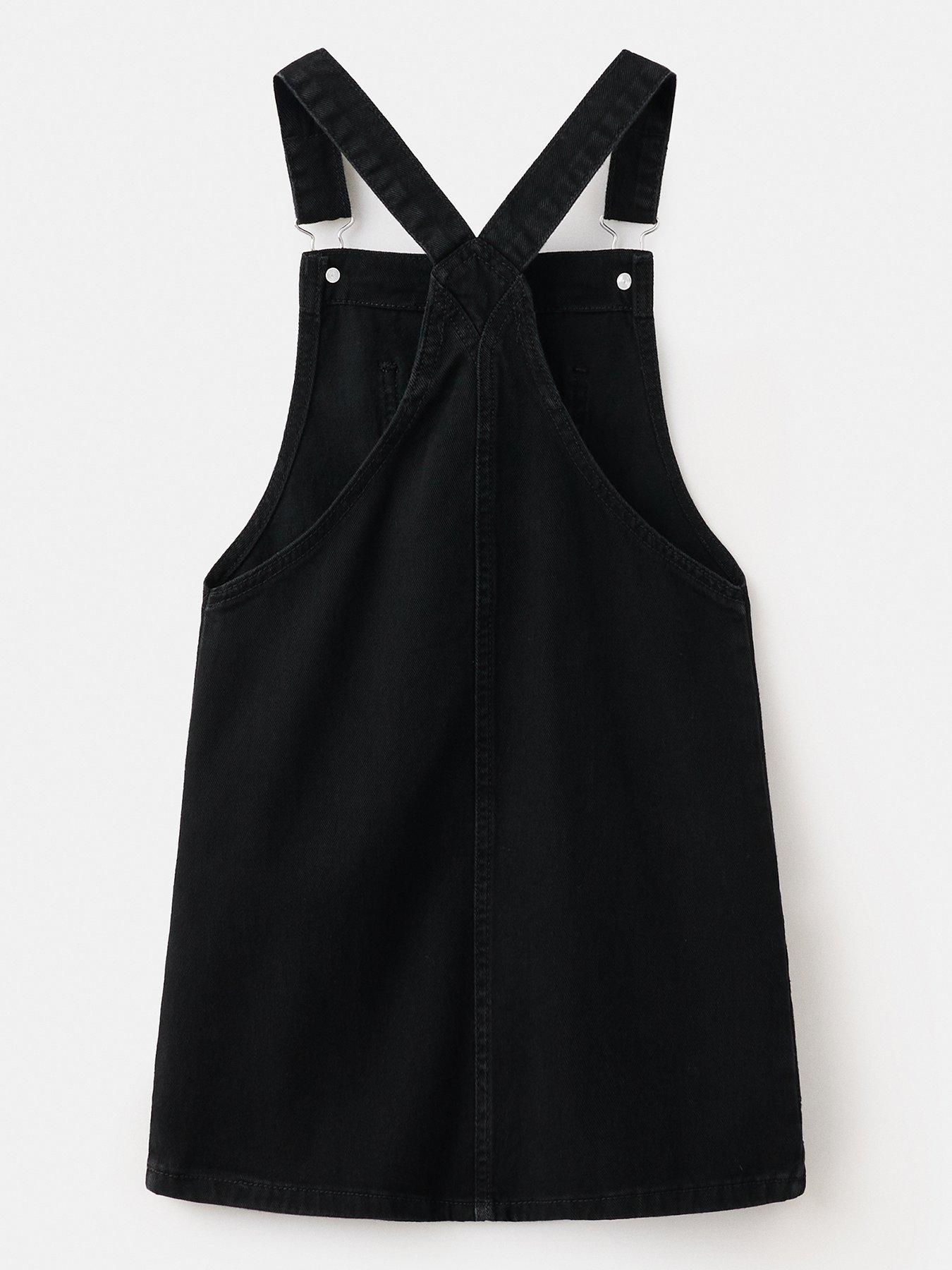 Image 3 of 5 of Mango Girls Denim Pinafore Dress &nbsp;- Black
