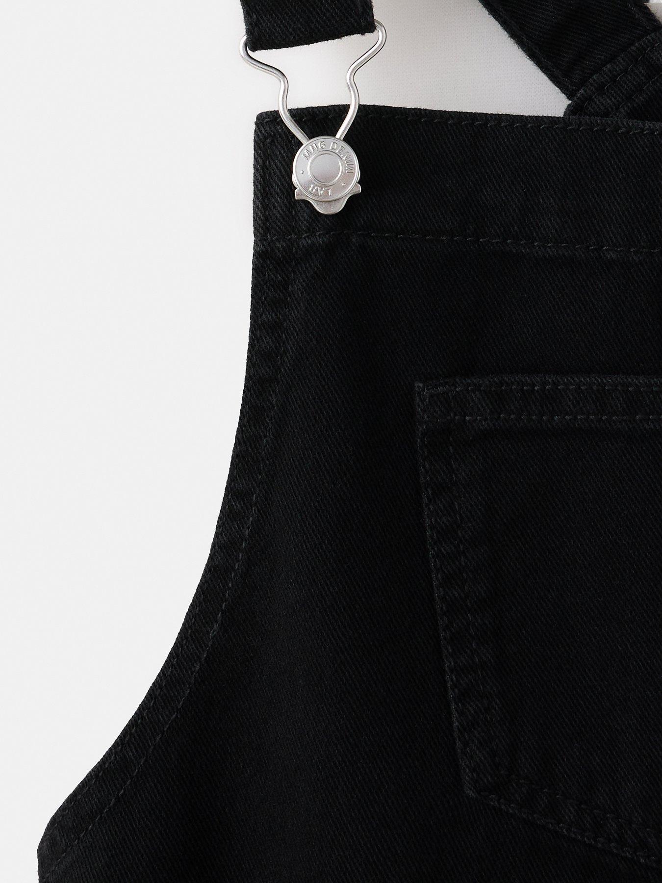Image 4 of 5 of Mango Girls Denim Pinafore Dress &nbsp;- Black