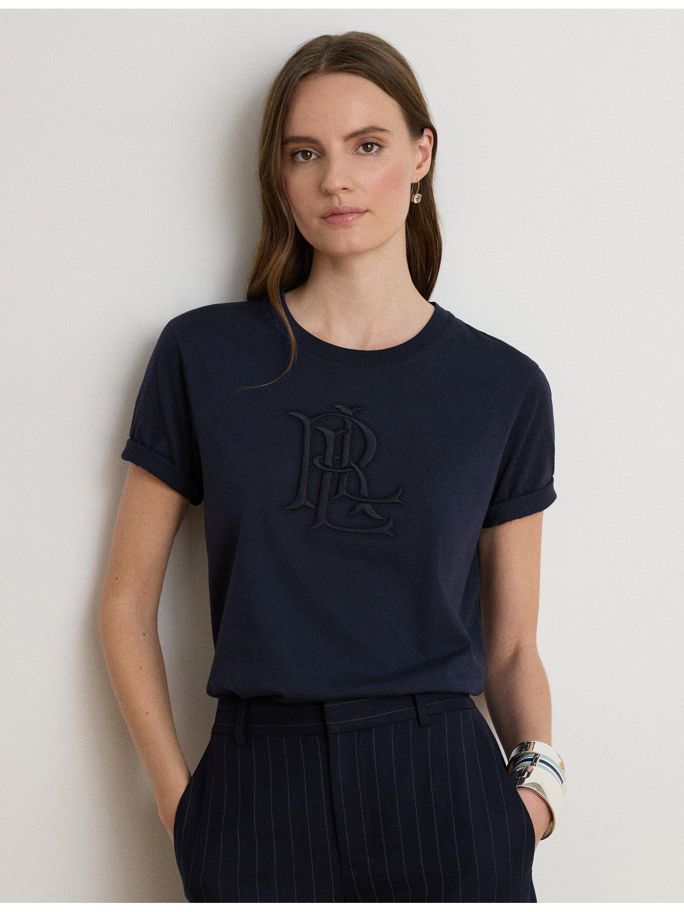 Lauren by Ralph Lauren Embroidered Logo Cotton Jersey T-Shirt - Navy