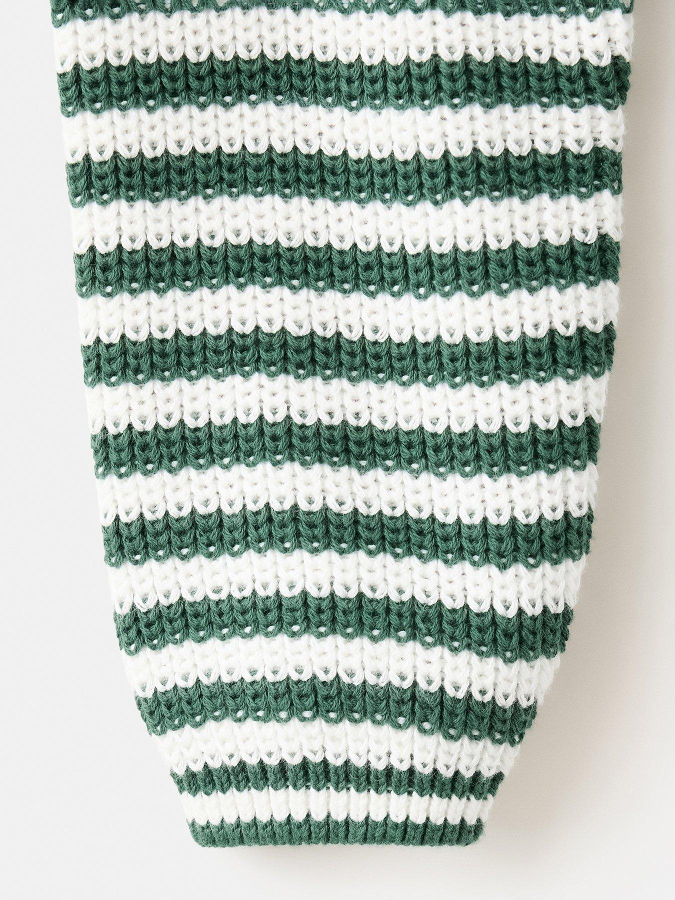 Image 4 of 5 of Mango Younger Girls Striped Knitted Cardigan - Green