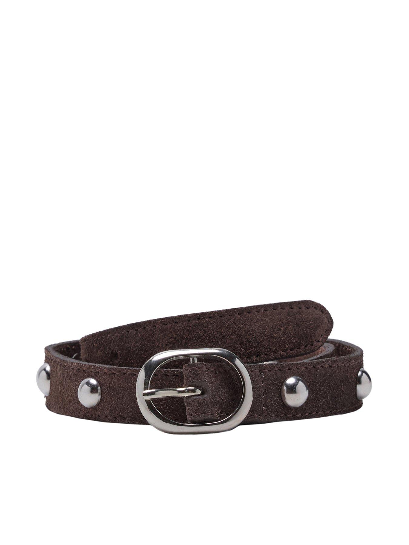 Mango Girls Studded Leather Belt - Brown