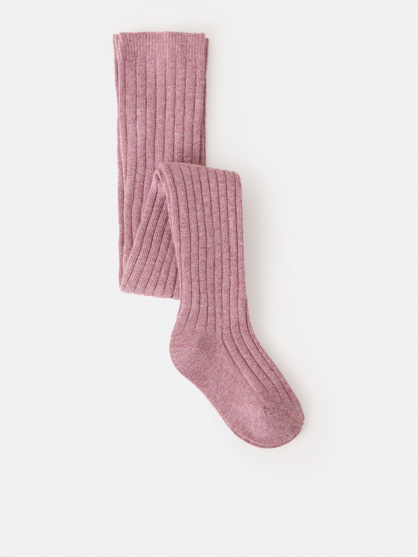 Mango Younger Girls Ribbed Tights - Pink