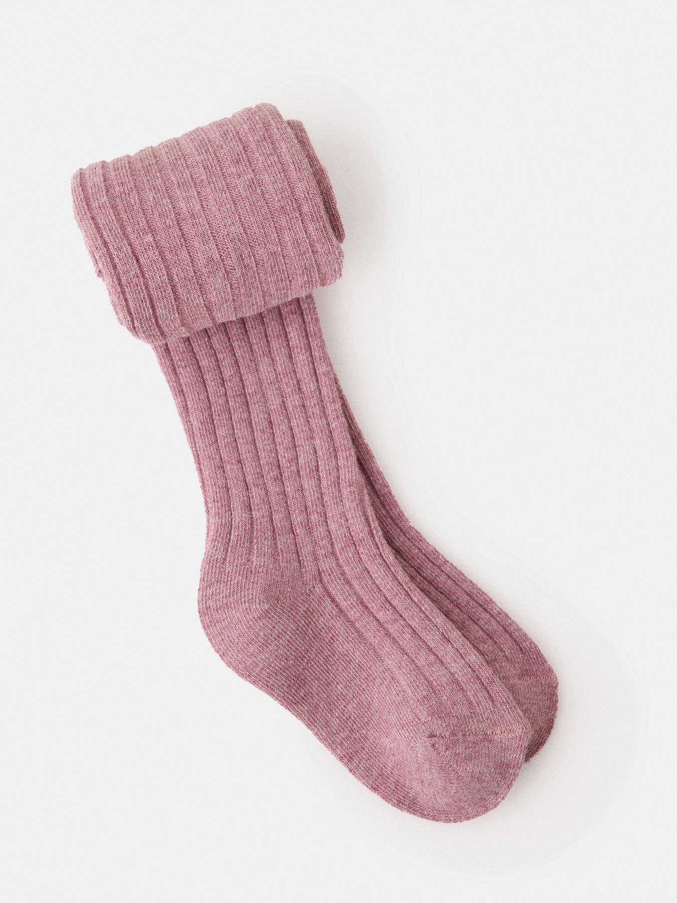Image 2 of 4 of Mango Younger Girls Ribbed Tights - Pink