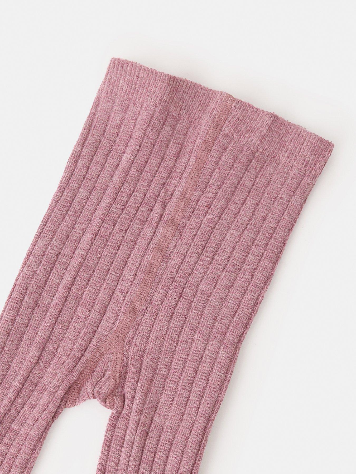Image 3 of 4 of Mango Younger Girls Ribbed Tights - Pink
