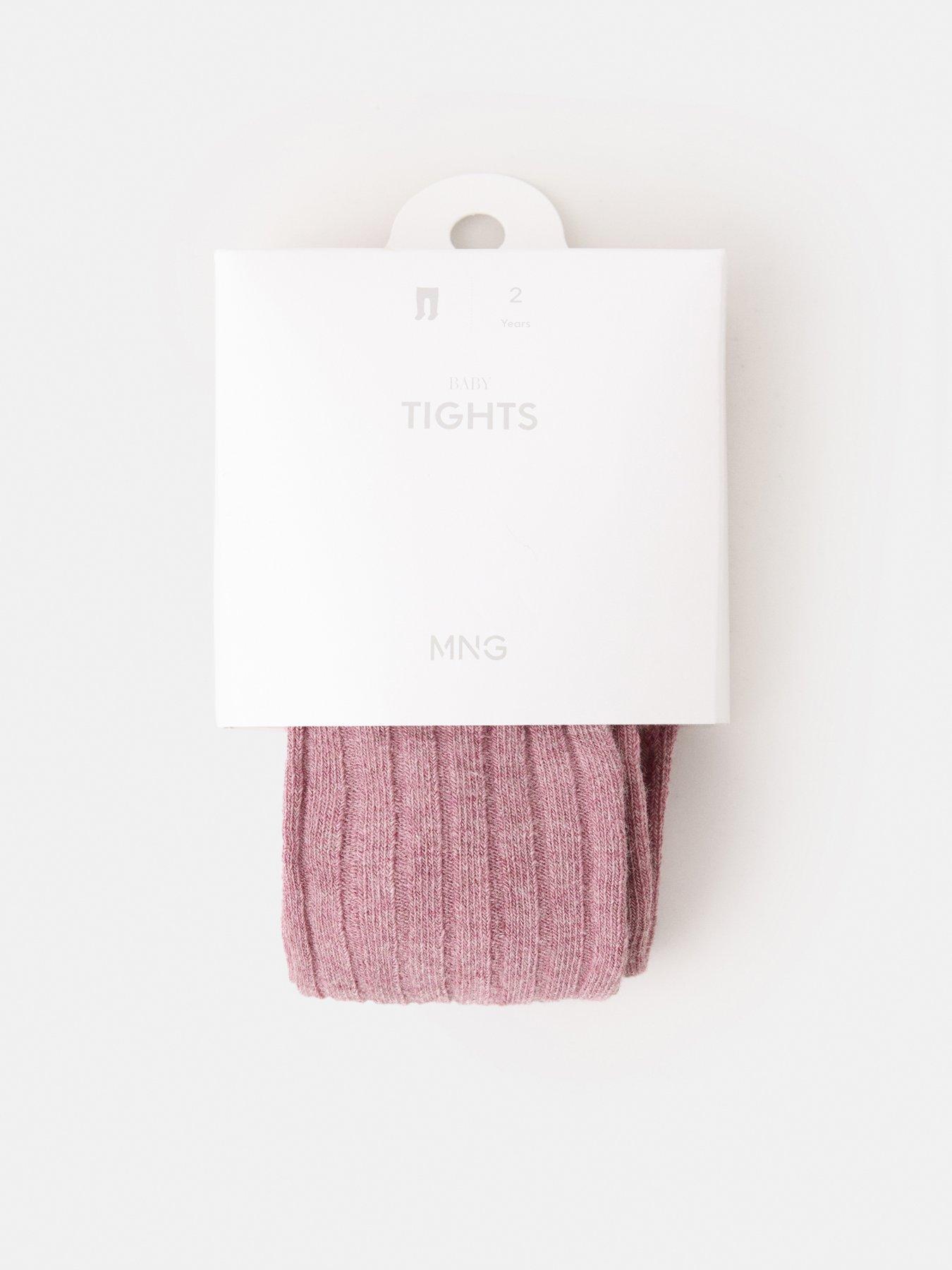 Image 4 of 4 of Mango Younger Girls Ribbed Tights - Pink