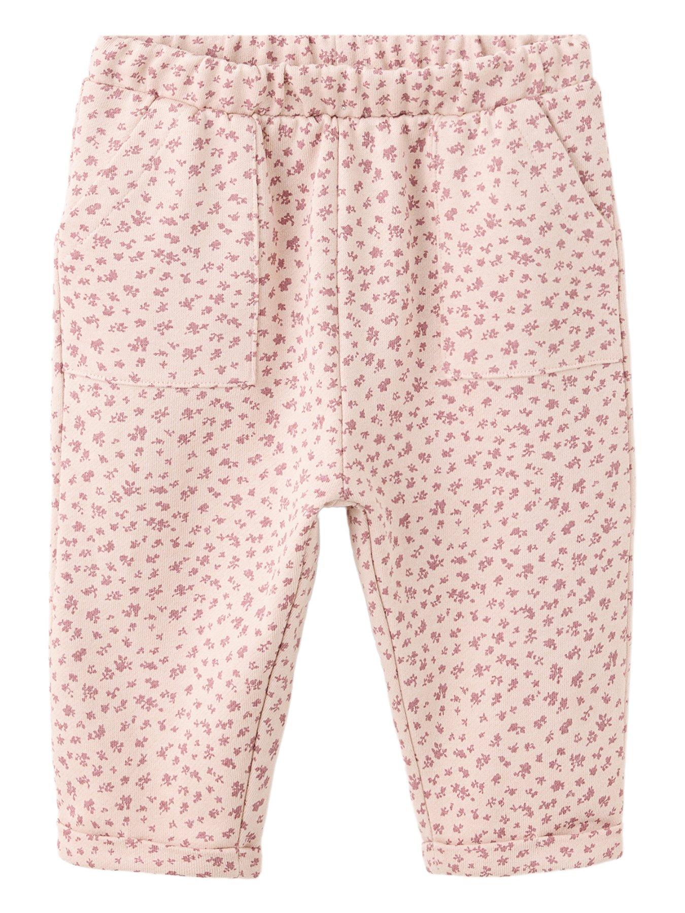 Image 1 of 4 of Mango Baby Girls Floral Co-Ord Joggers - Pink