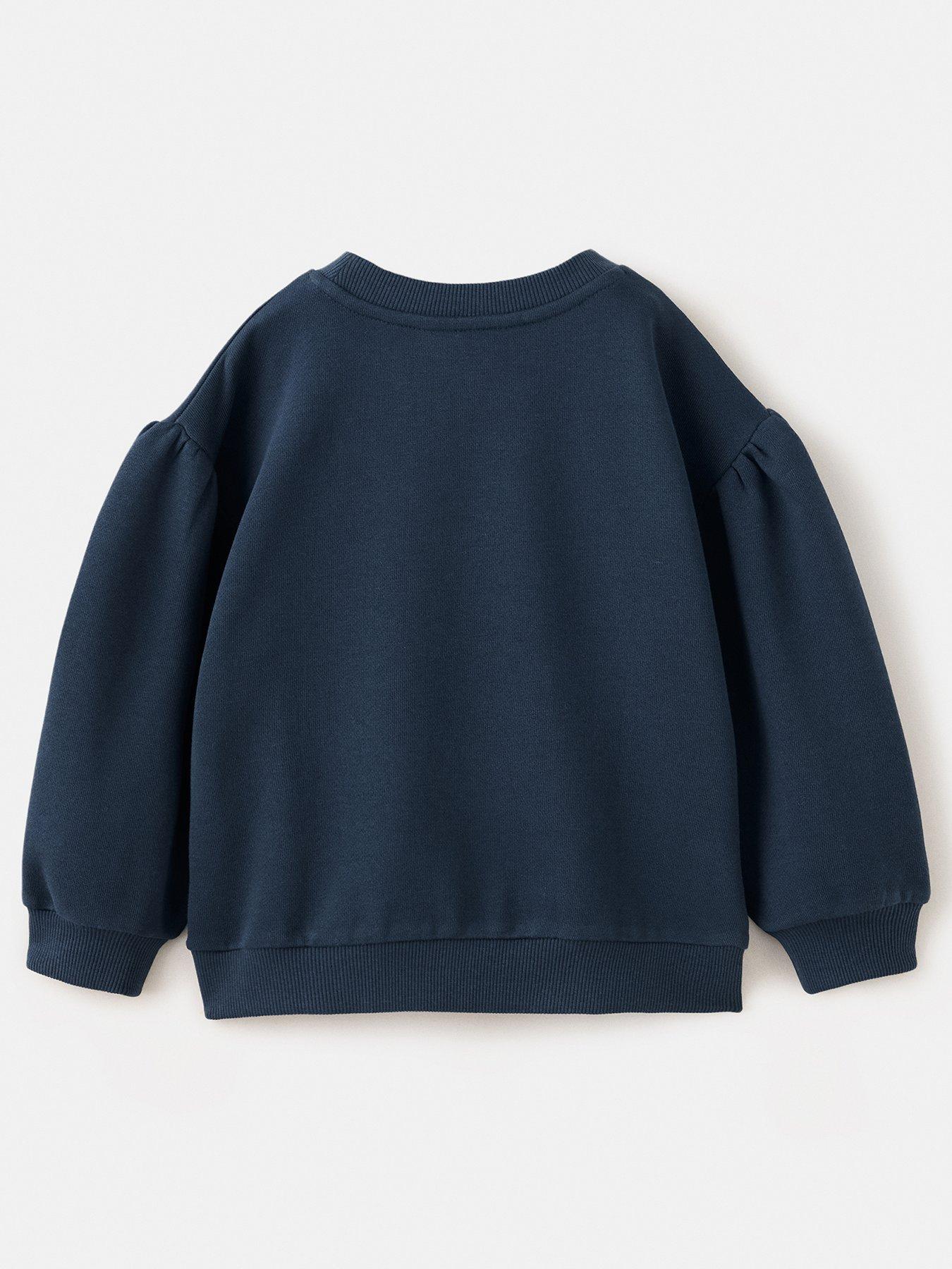 Image 2 of 4 of Mango Younger Girls Butterfly Sweatshirt - Navy