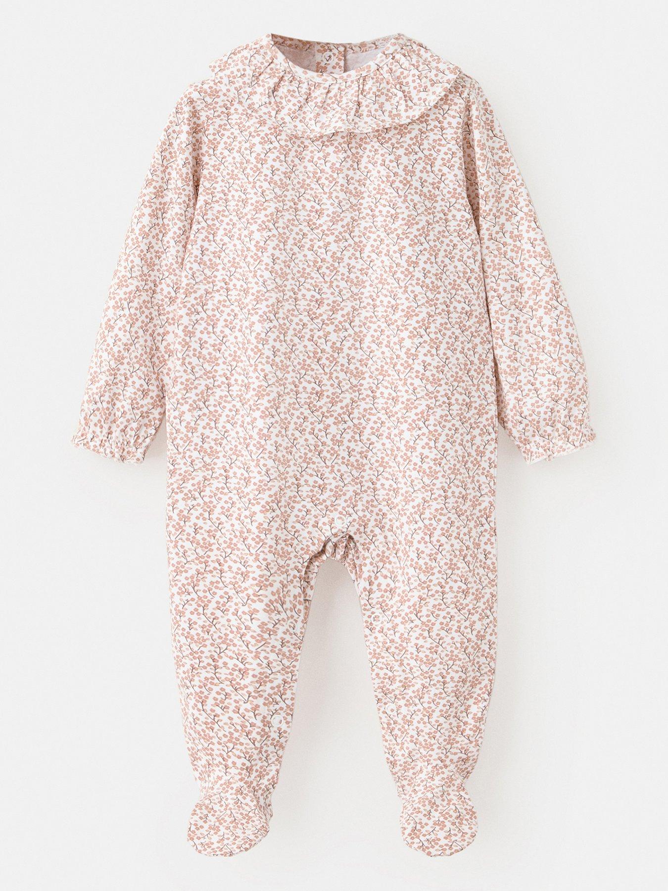 Mango Baby Girls Floral Frill Pyjamas - Pink