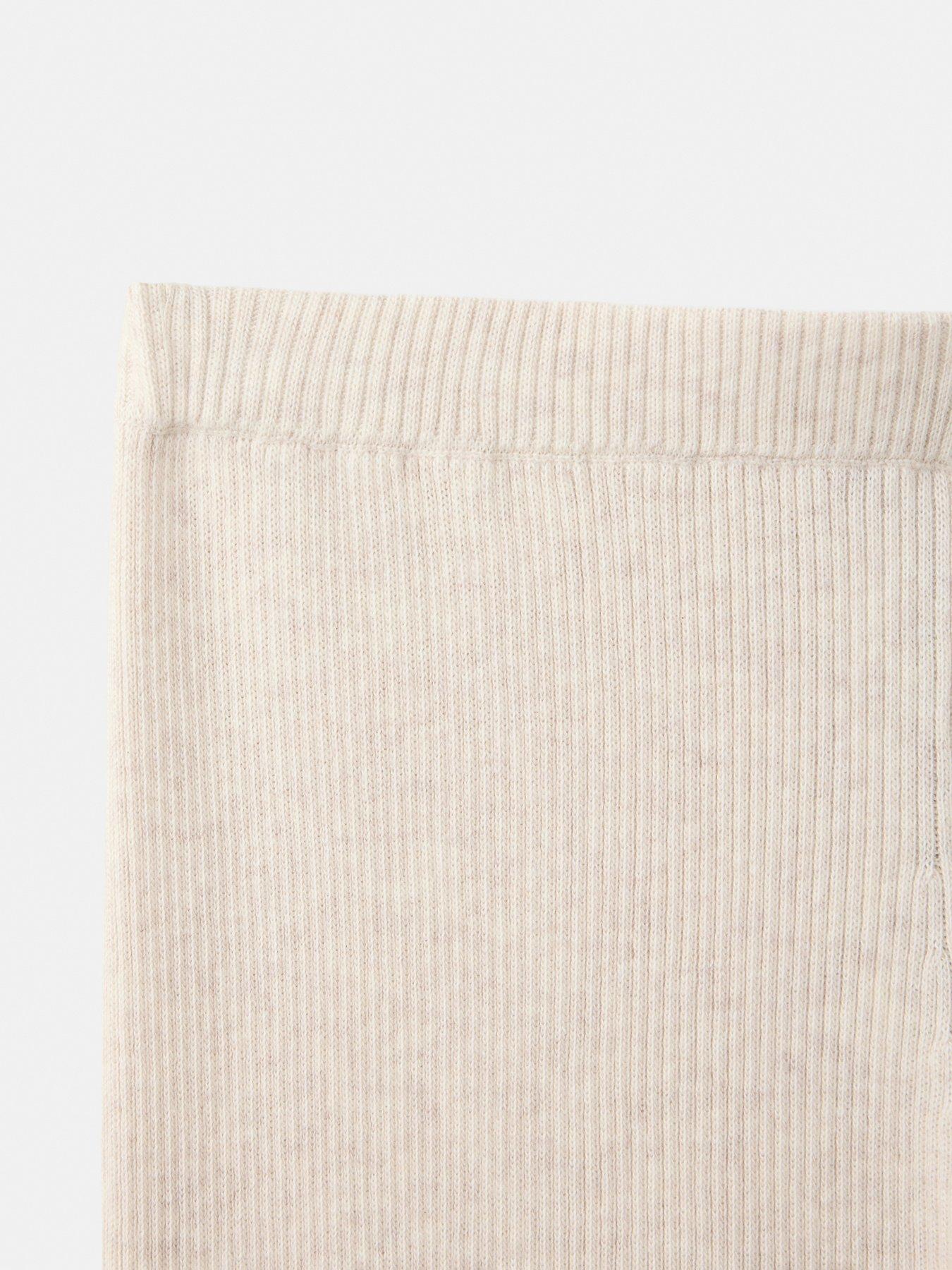 Image 4 of 5 of Mango Cotton Knit Wide Leg Trousers - Beige