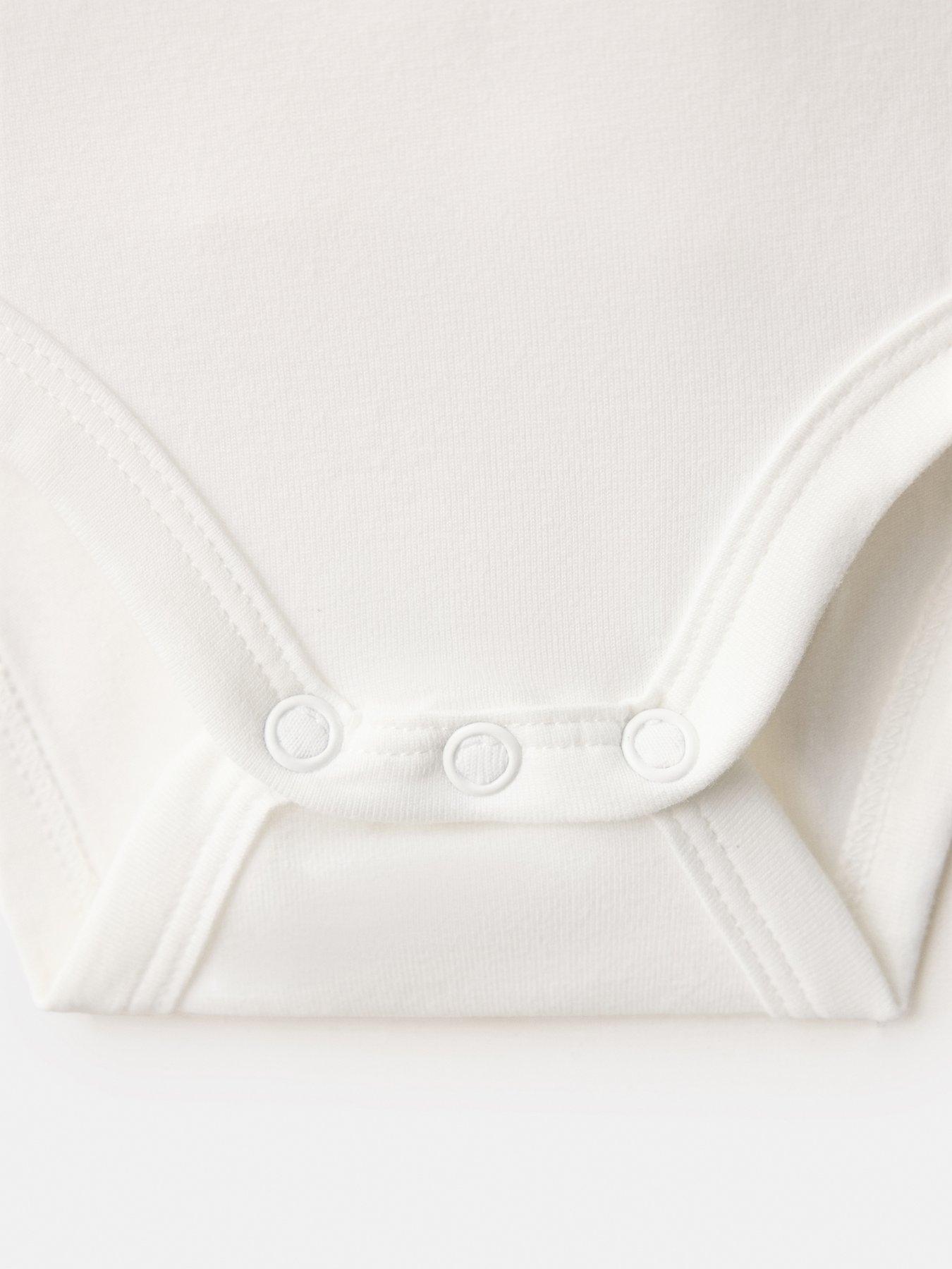 Image 4 of 4 of Mango Unisex Baby Collared Long Sleeve Bodysuit - White