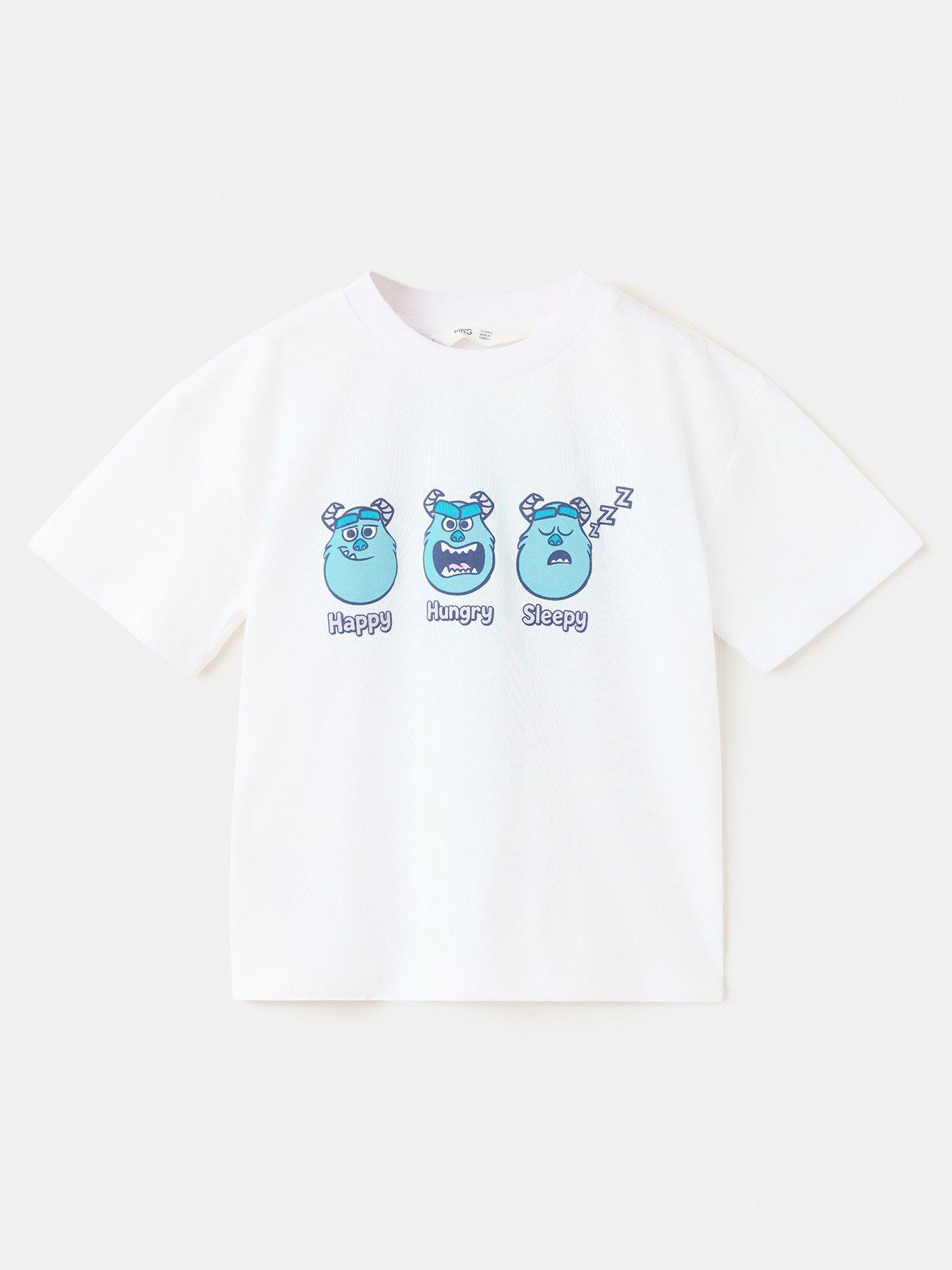 Image 1 of 4 of Mango Younger Boys Monsters Inc Moods Short Sleeve T-Shirt - White