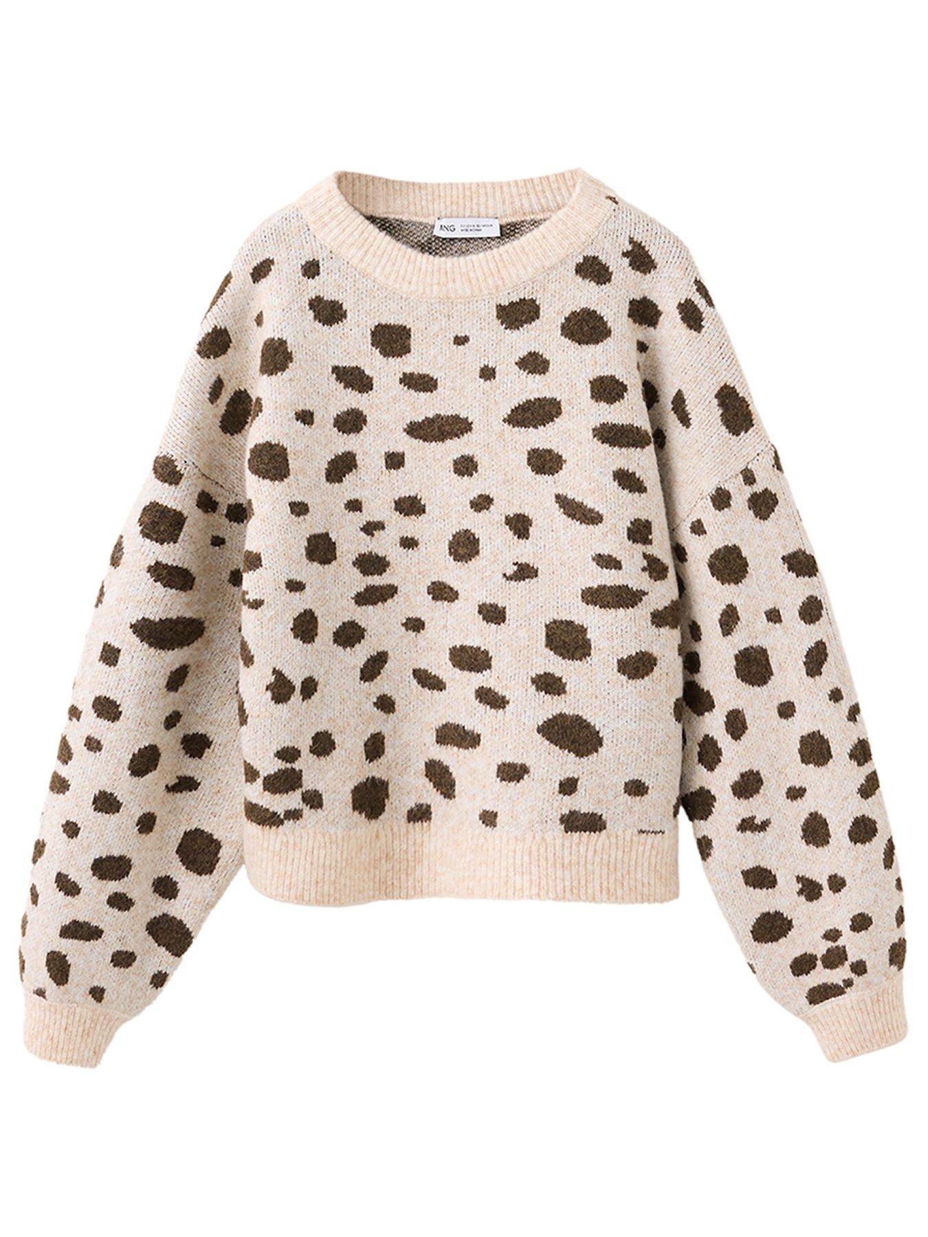 Mango Girls Dalmatian Spot Knitted Jumper - Beige