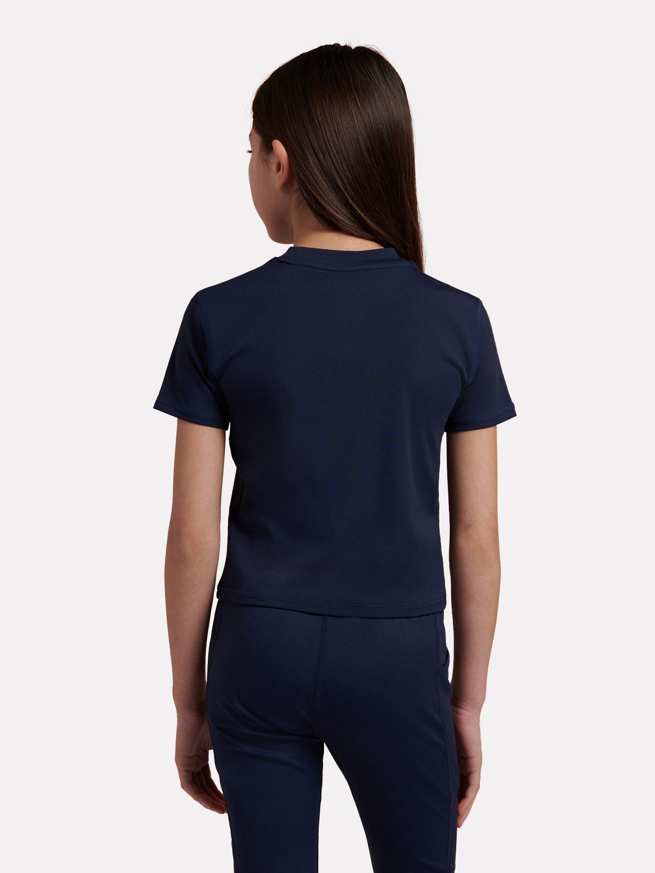 Image 2 of 7 of New Balance Girls Stretch Crew Neck Athletic T-Shirt - Navy