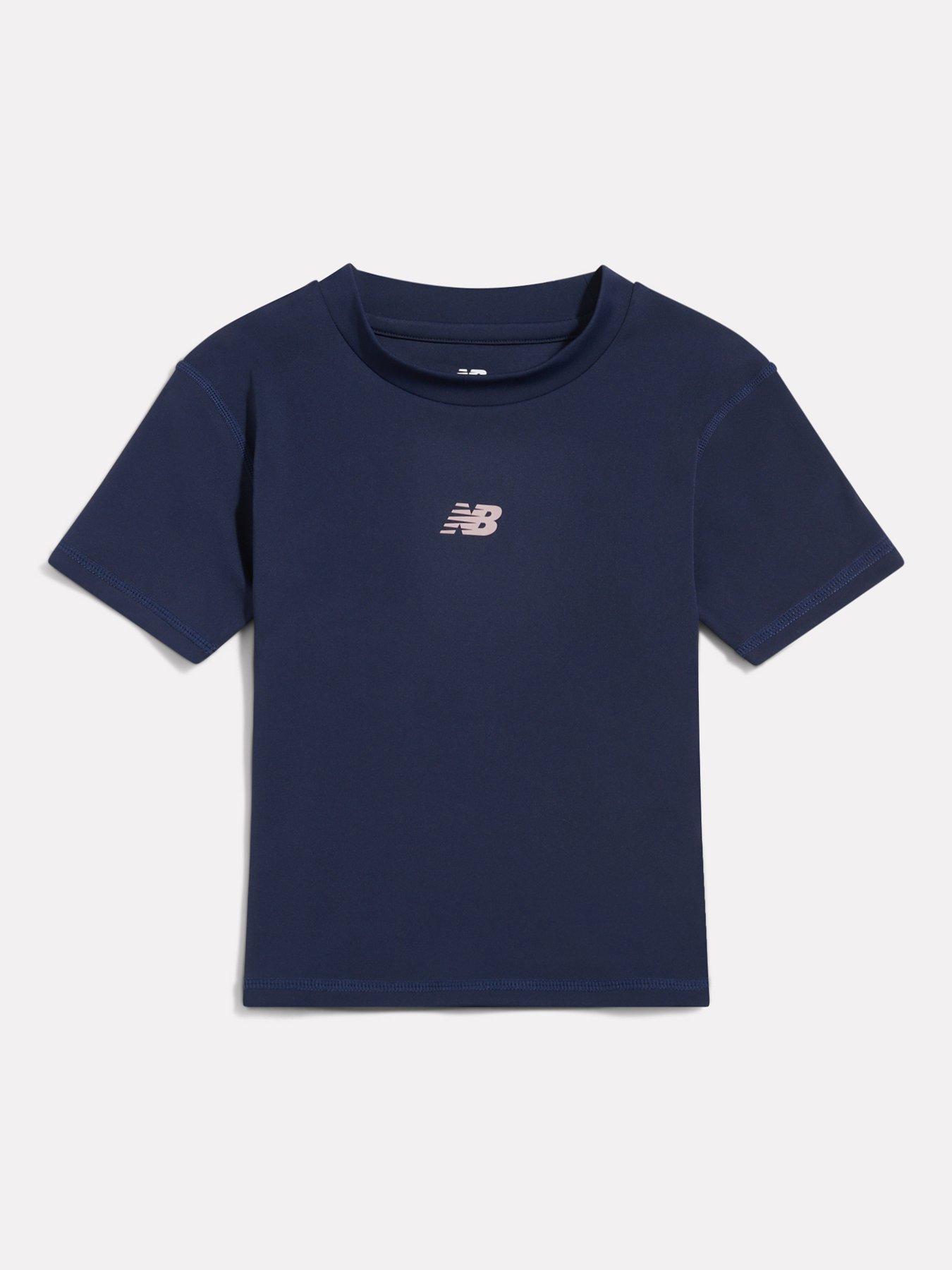 Image 5 of 7 of New Balance Girls Stretch Crew Neck Athletic T-Shirt - Navy