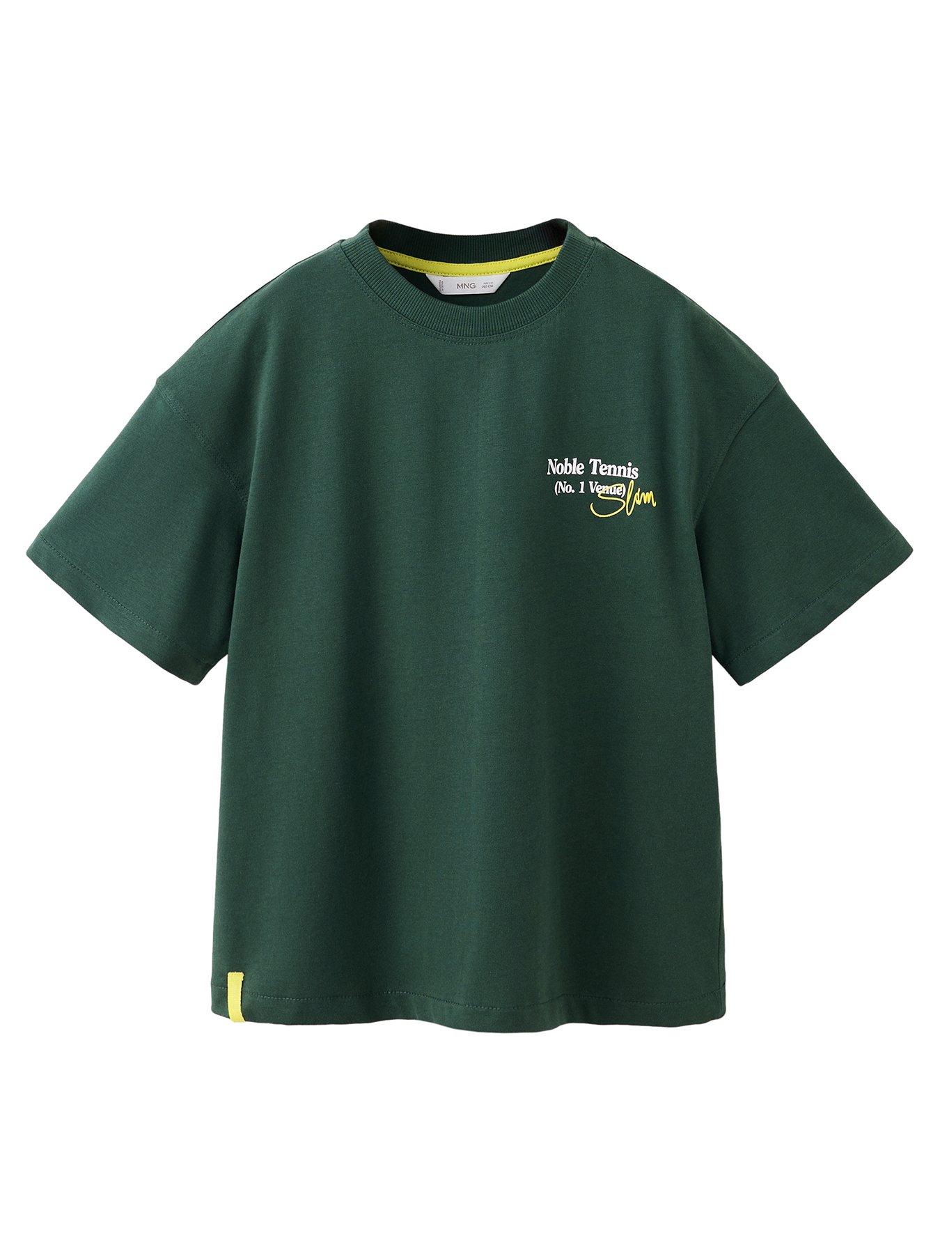 Mango Boys Tennis Back Print Short Sleeve T-shirt - Dark Green