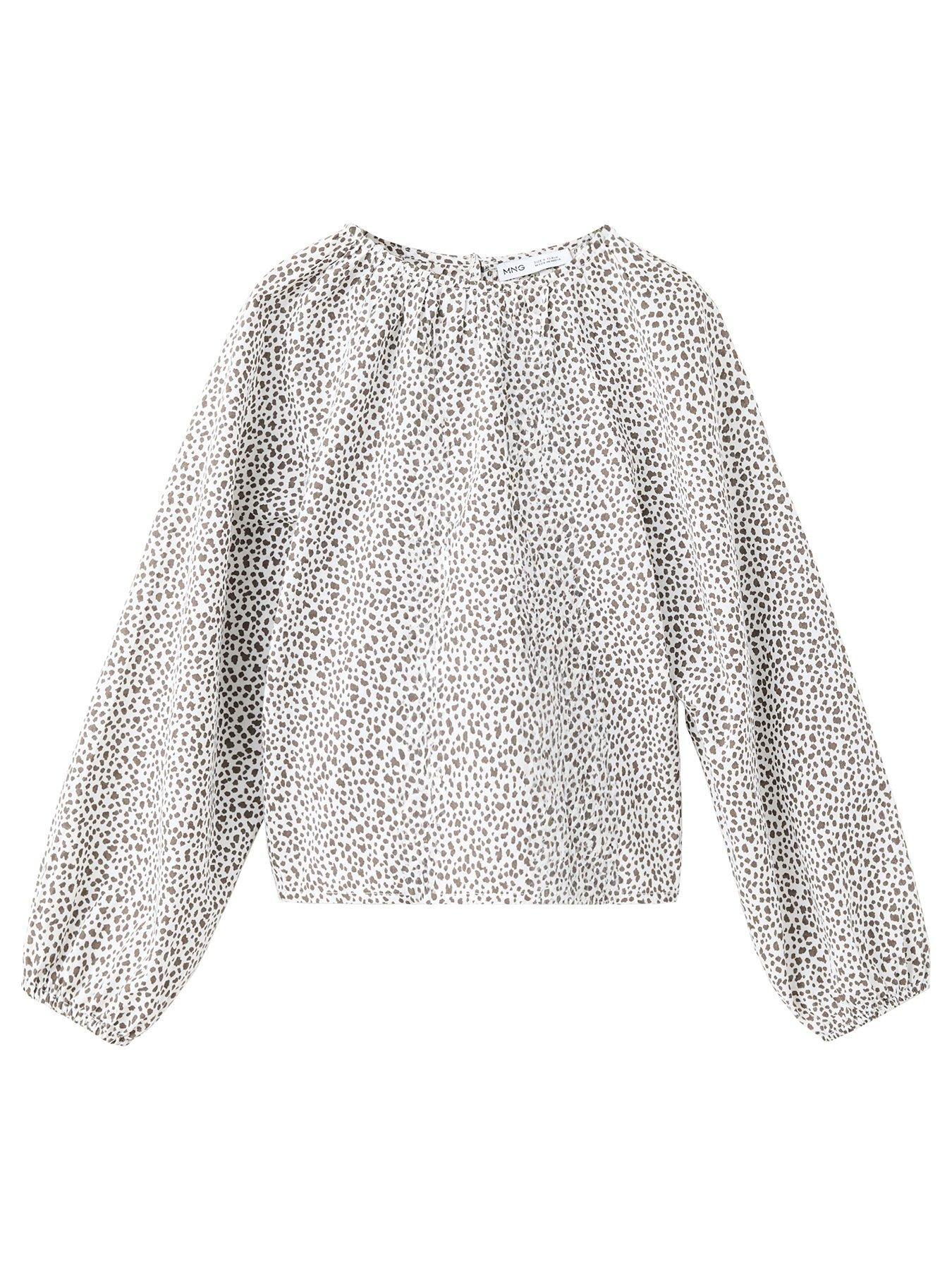 Mango Girls Animal Print Cotton Blouse - Brown