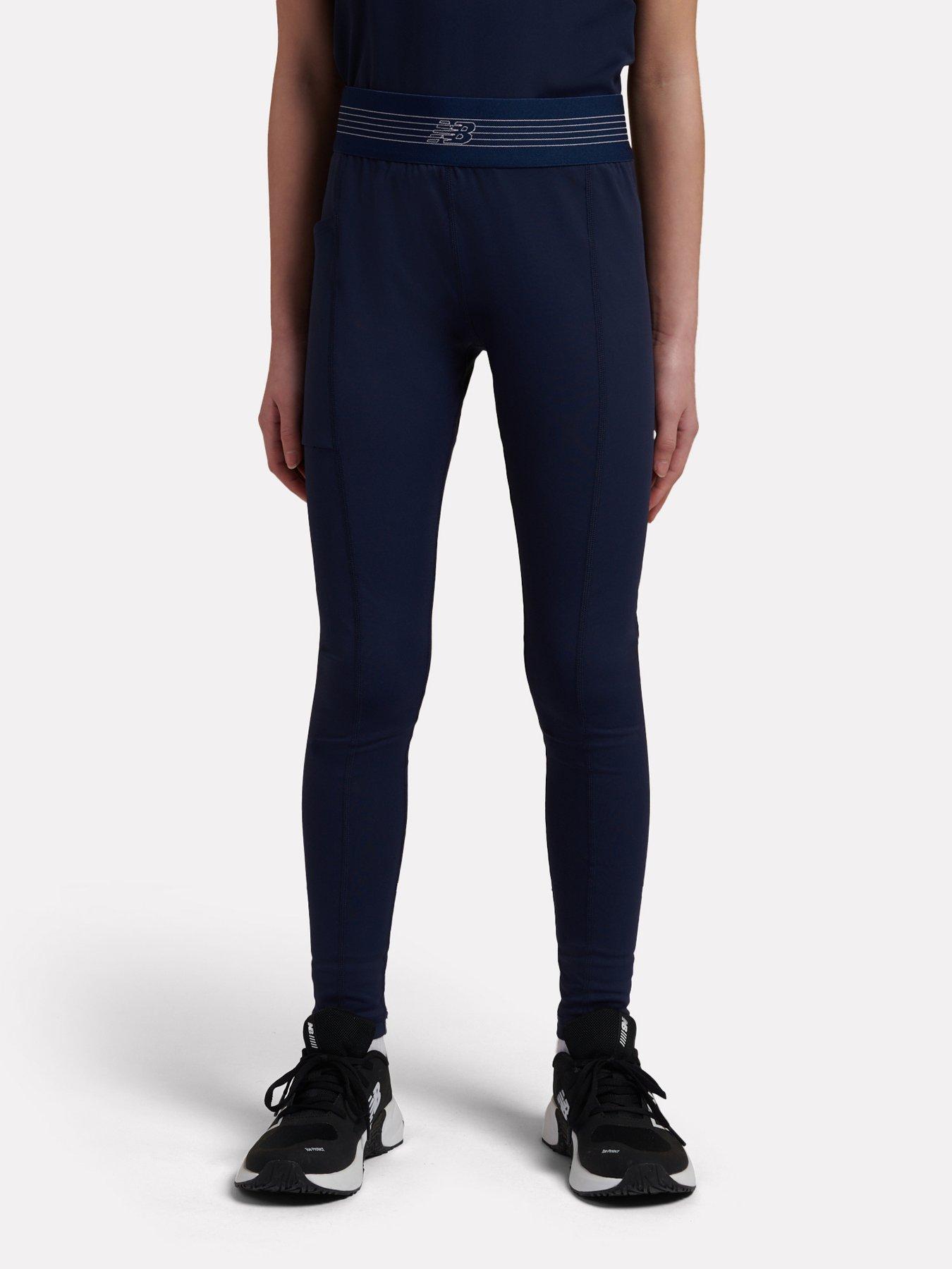 Image 1 of 7 of New Balance Junior Girls Performance Pocket Leggings - Navy