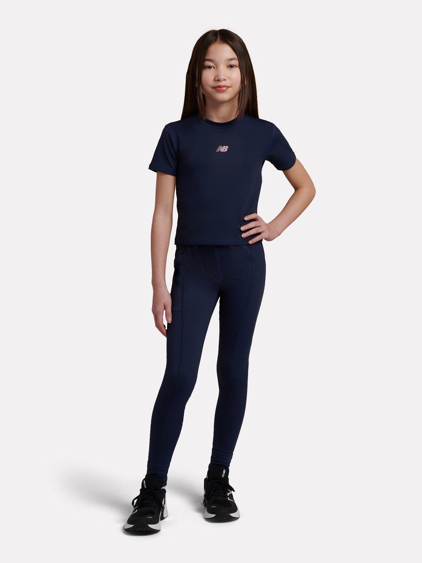 Image 3 of 7 of New Balance Junior Girls Performance Pocket Leggings - Navy