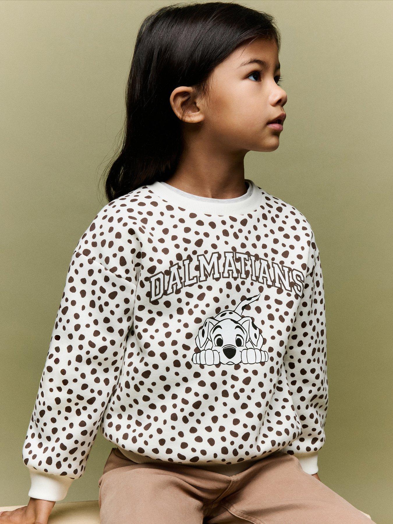Image 1 of 5 of Mango Girls 101 Dalmatians Print Ribbed Sweatshirt - Cream
