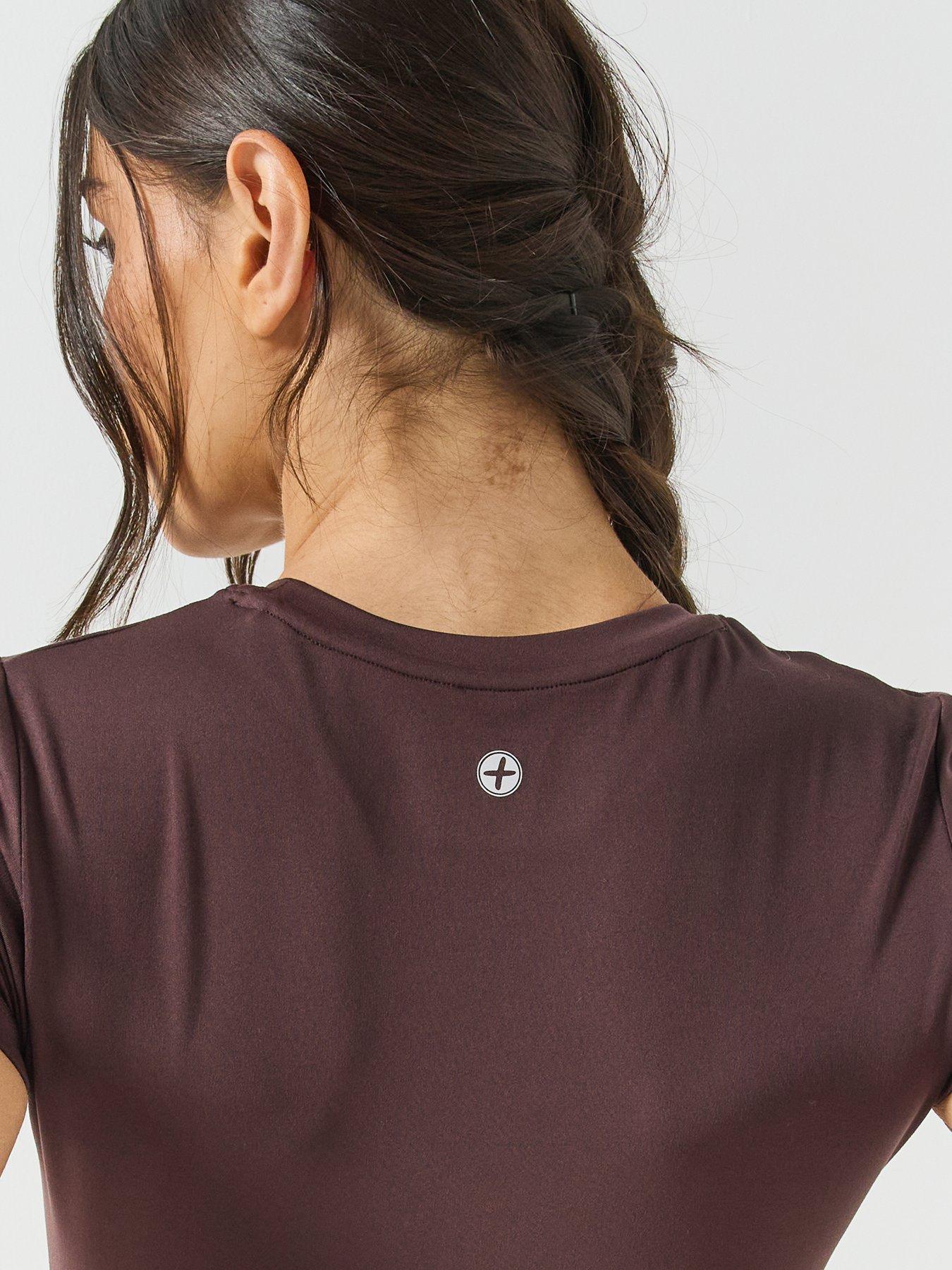 Image 4 of 5 of Gym + Coffee Gym + Coffee Womens Stretch Close Fit T-Shirt - Brown