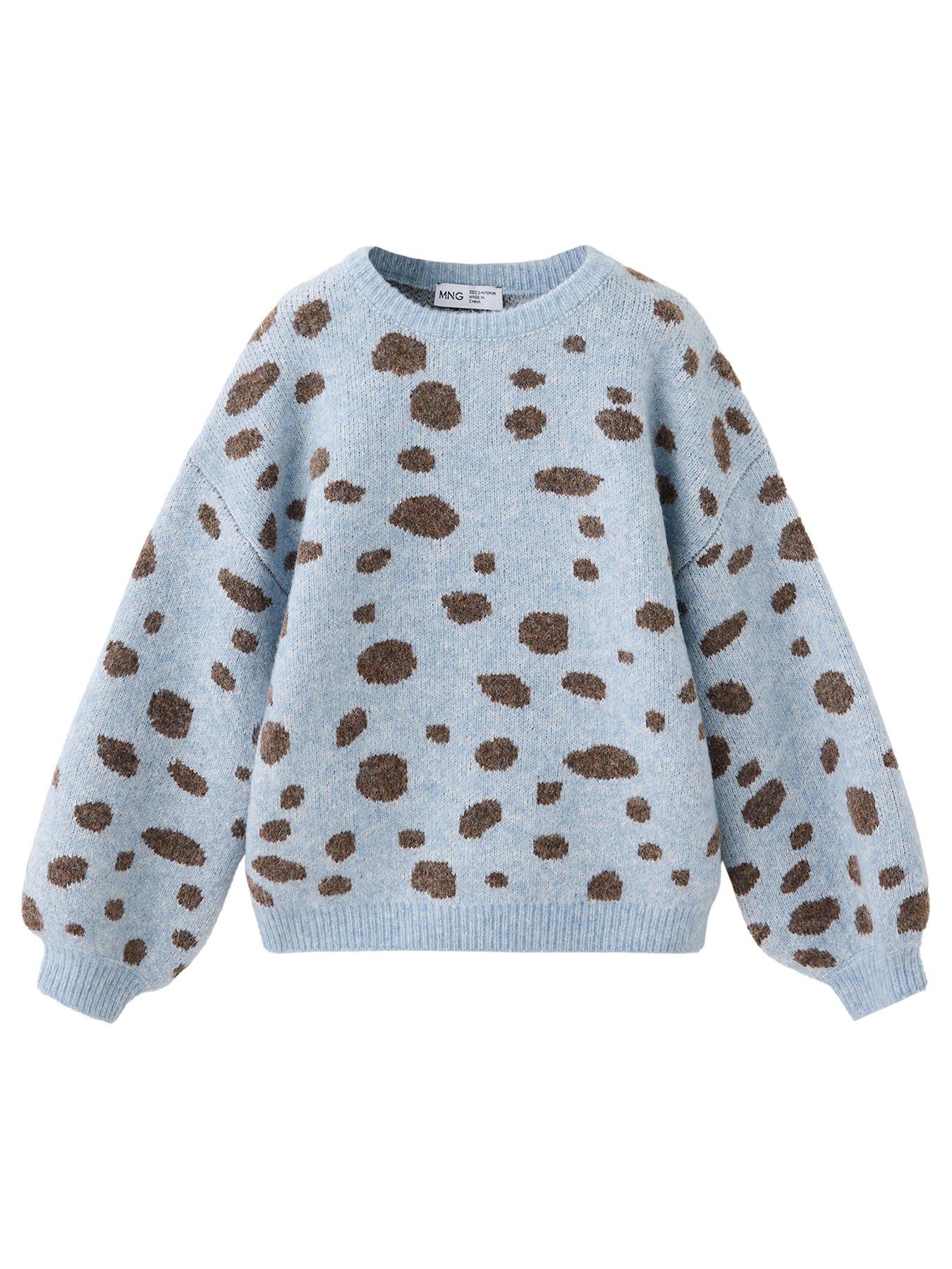 Mango Younger Girls Dalmatian Spot Knitted Jumper - Blue