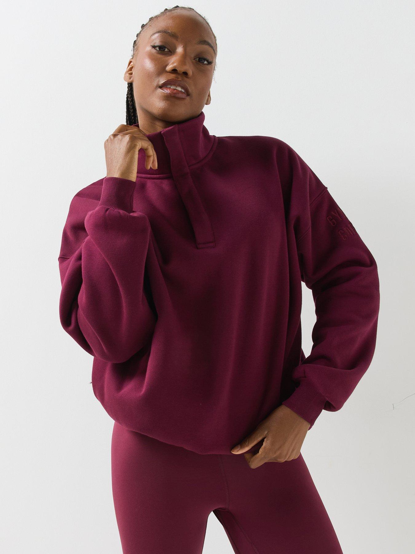 Image 1 of 6 of Gym + Coffee Womens Sierra Snap Collar Sweatshirt - Cherry