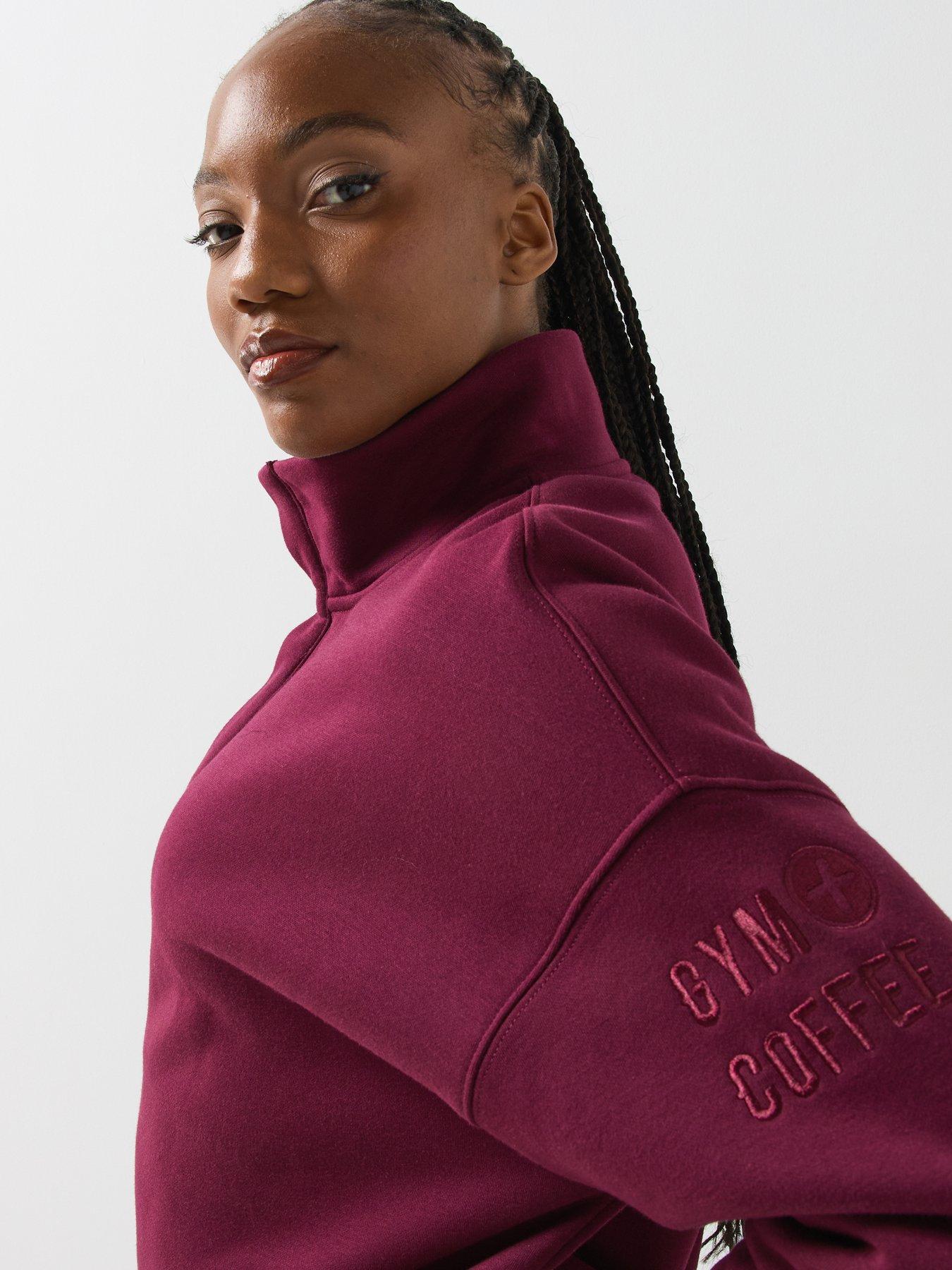 Image 4 of 6 of Gym + Coffee Womens Sierra Snap Collar Sweatshirt - Cherry