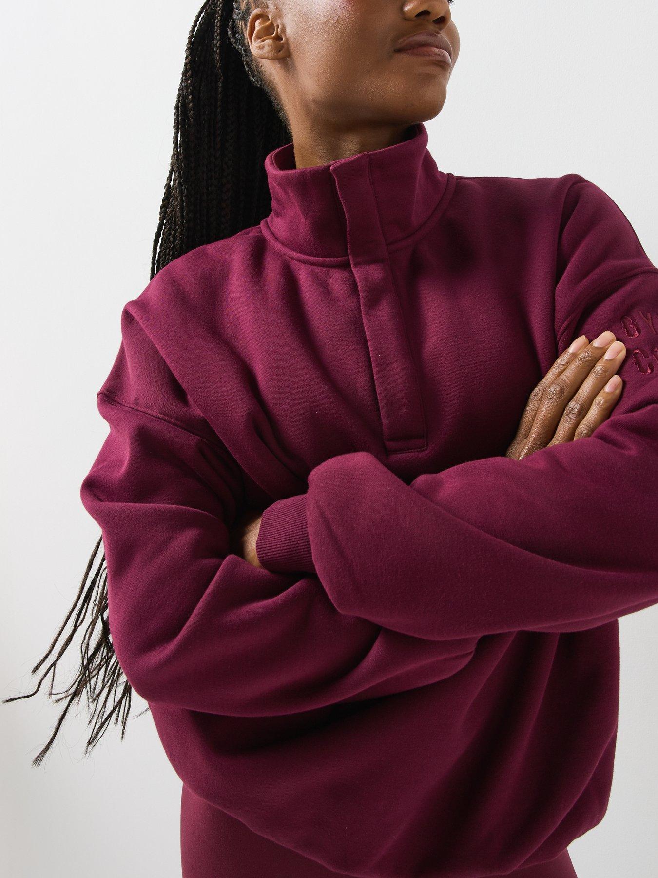 Image 5 of 6 of Gym + Coffee Womens Sierra Snap Collar Sweatshirt - Cherry
