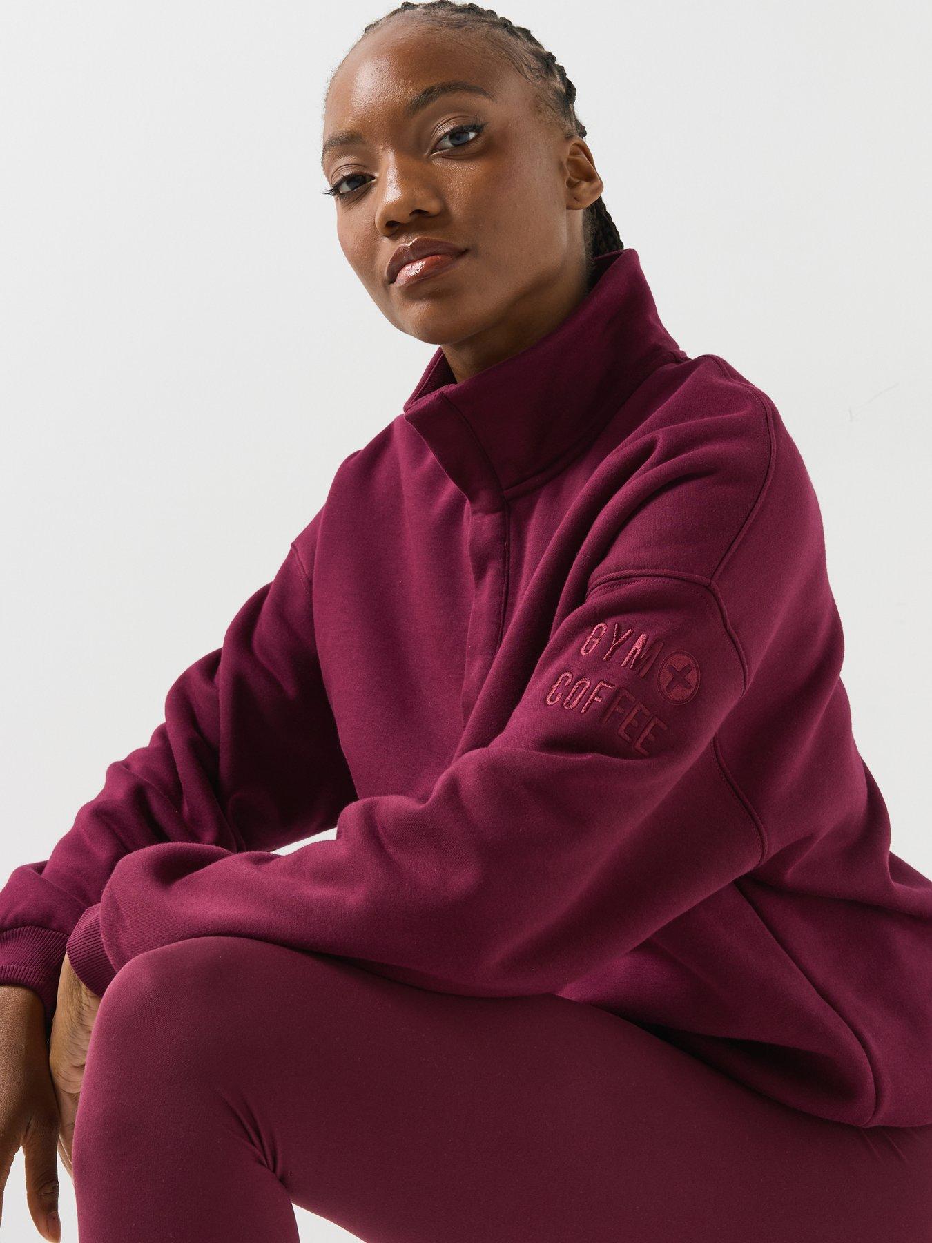 Image 6 of 6 of Gym + Coffee Womens Sierra Snap Collar Sweatshirt - Cherry