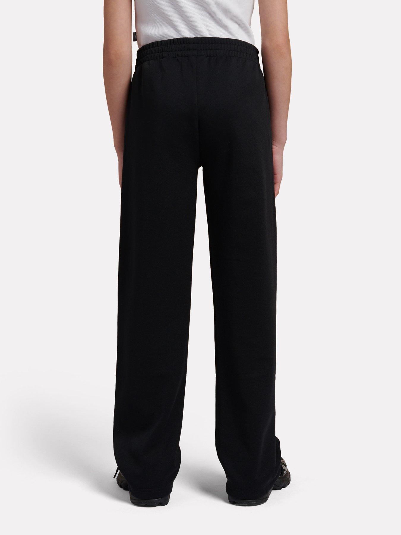 Image 2 of 7 of New Balance Girls Piping Wide Leg Elastic Waist Track Pants - Black