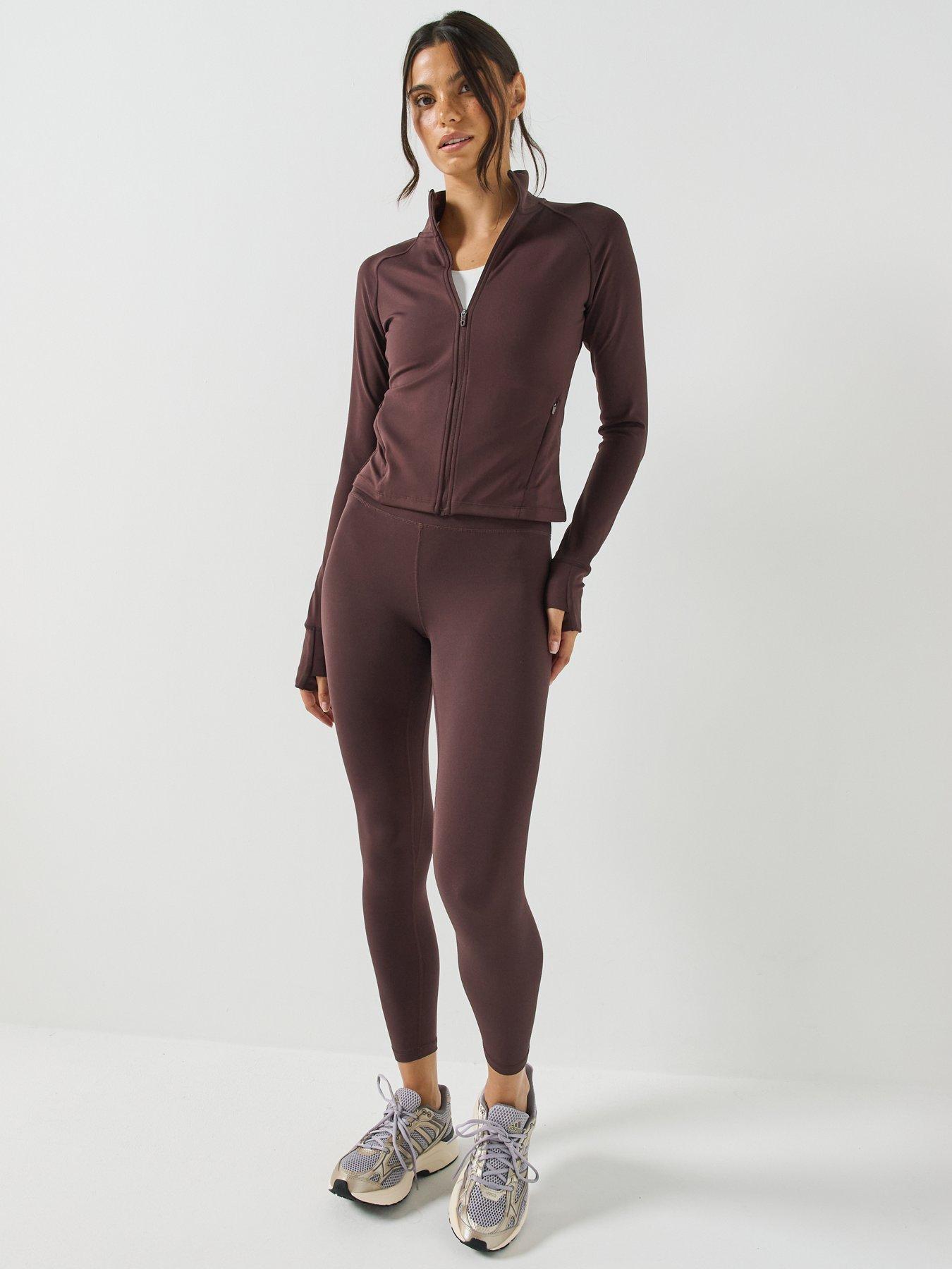 Image 3 of 6 of Gym + Coffee Womens Training Day Full Zip Thumbhole Midlayer - Brown
