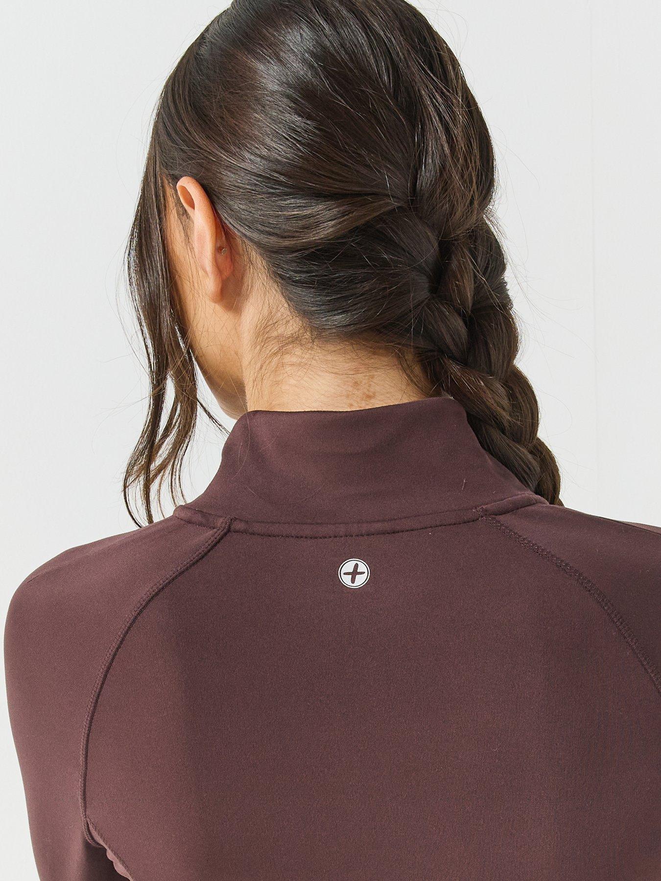 Image 5 of 6 of Gym + Coffee Womens Training Day Full Zip Thumbhole Midlayer - Brown