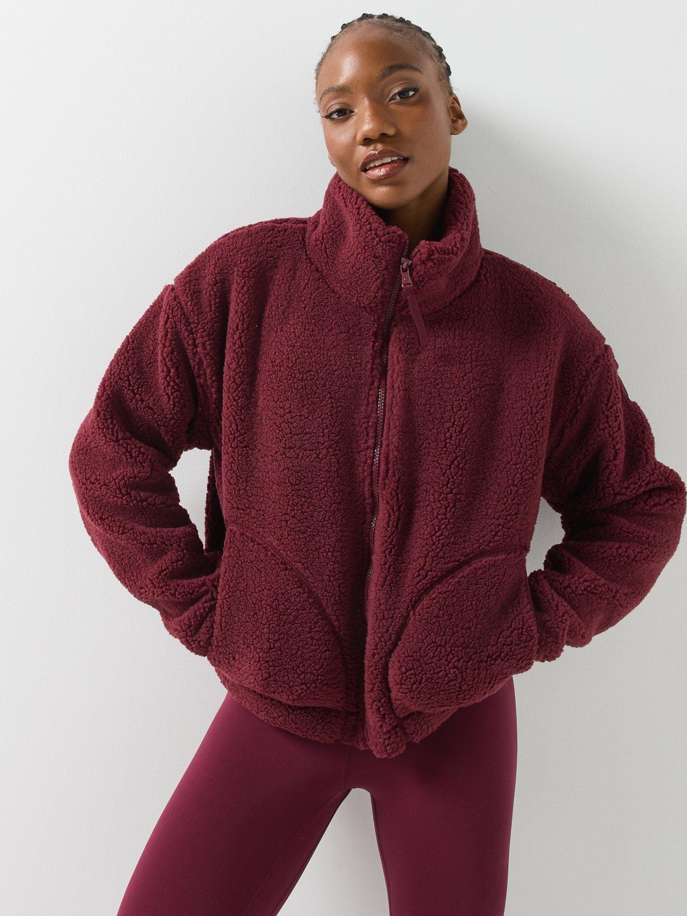 Image 1 of 5 of Gym + Coffee Womens Training Industry Teddy Fleece High Collar Jacket - Brown