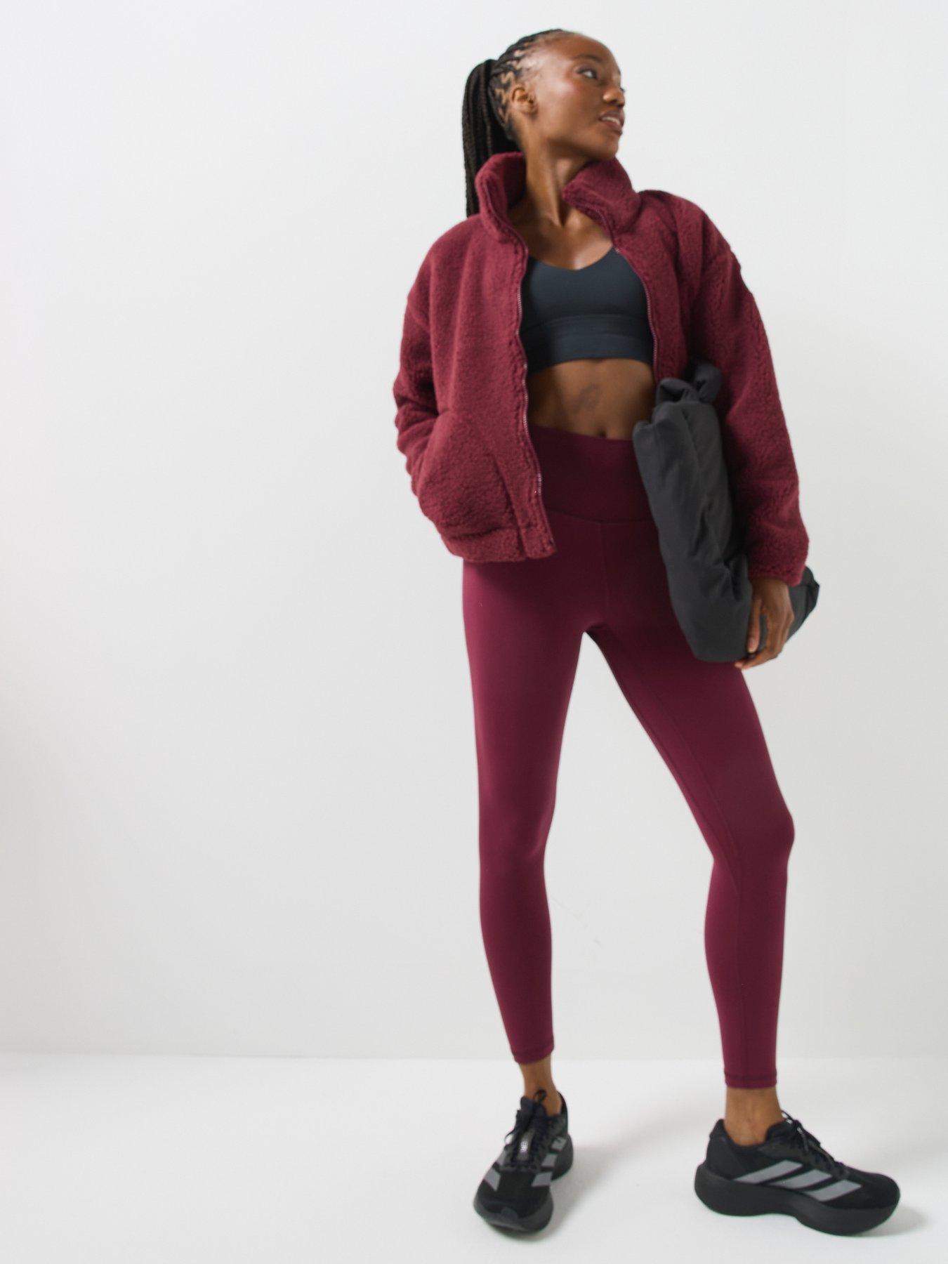 Image 5 of 5 of Gym + Coffee Womens Training Industry Teddy Fleece High Collar Jacket - Brown