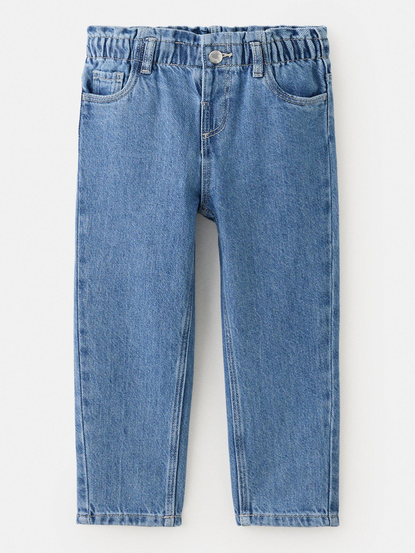 Image 1 of 4 of Mango Girls Paperbag Waist 100% Cotton Jeans - Blue