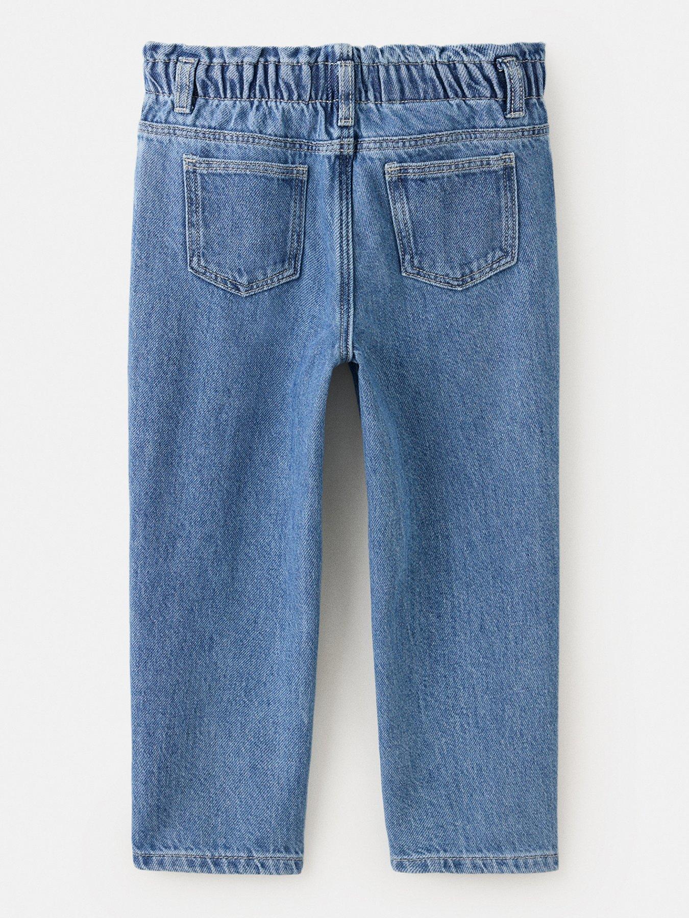 Image 2 of 4 of Mango Girls Paperbag Waist 100% Cotton Jeans - Blue