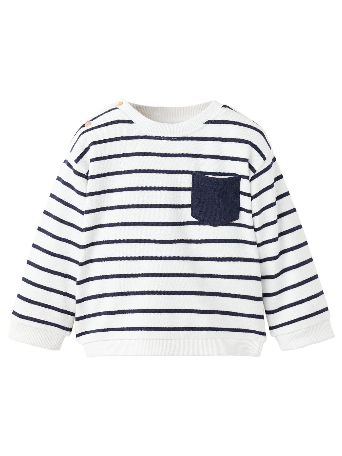 Mango Unisex Baby Stripe Sweat - Navy