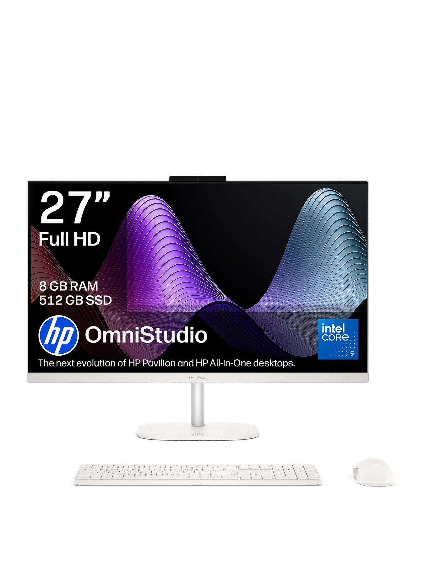 HP OmniStudio 27-cu0010na AiO Desktop - Intel Core 5 - 8GB RAM - 512GB SSD  - 27in FHD(1920x1080) IPS  - White