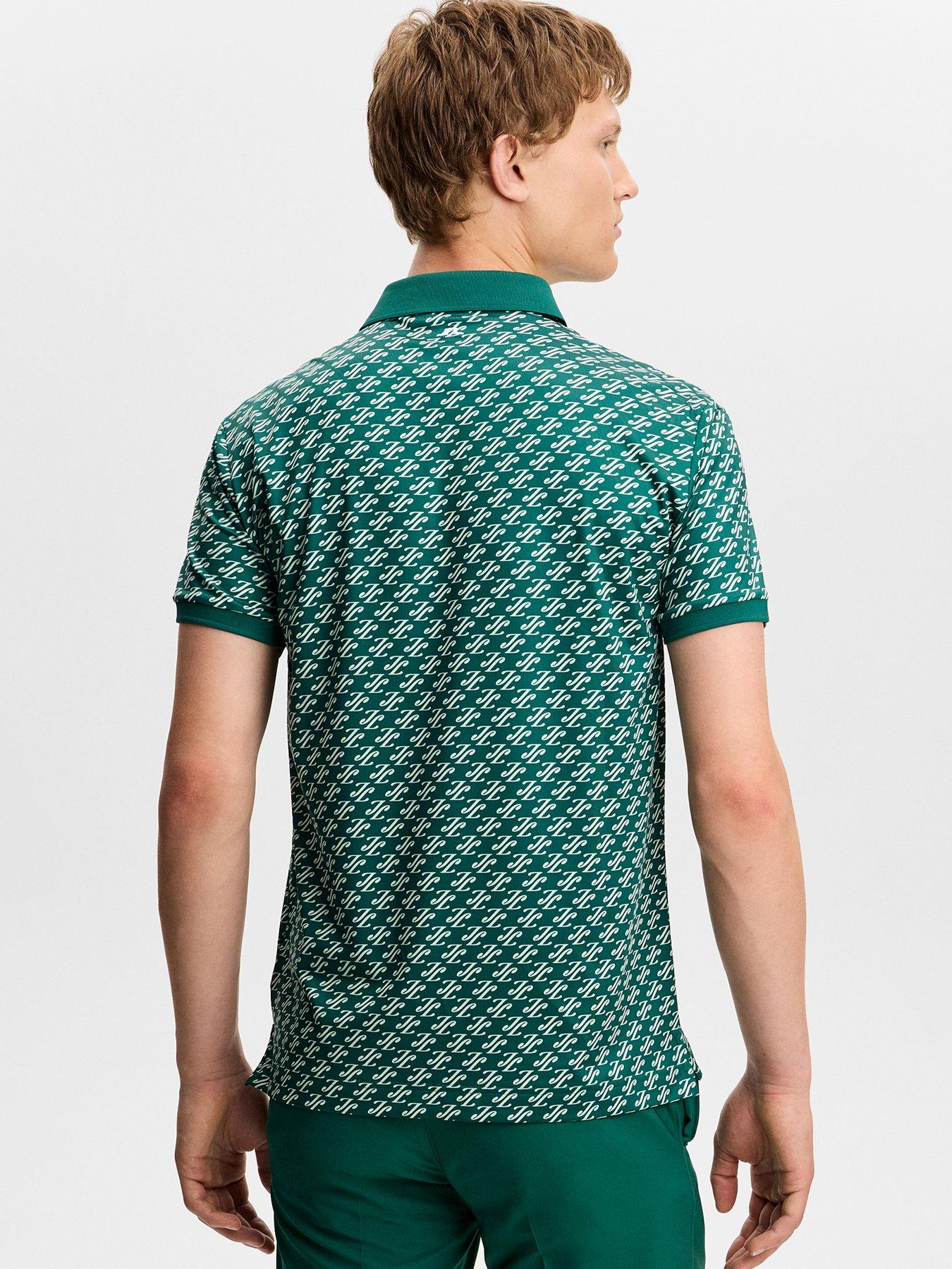 Image 2 of 5 of J LINDEBERG Mens Golf Tour Tech Print Polo T-Shirt - Green