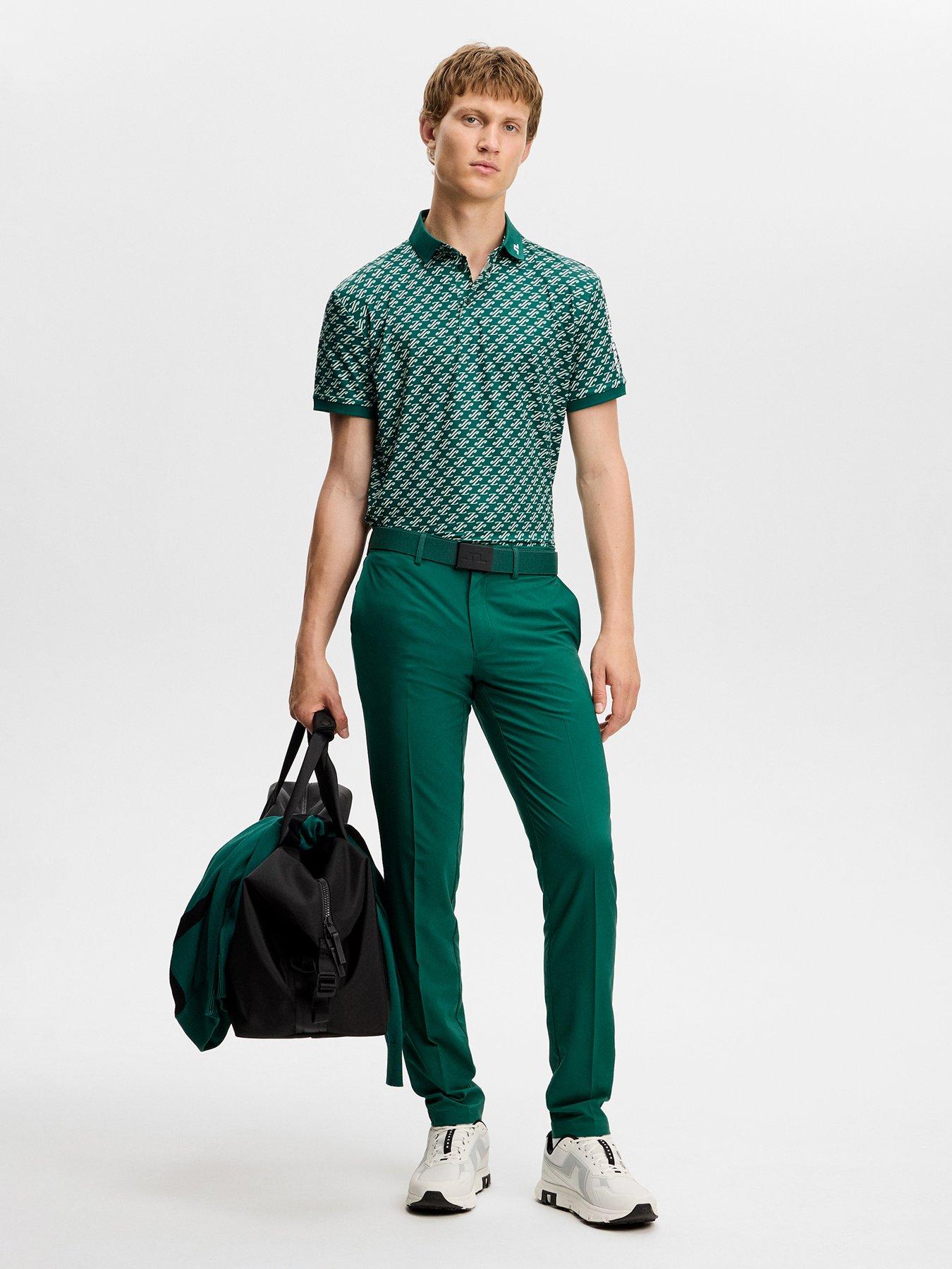 Image 3 of 5 of J LINDEBERG Mens Golf Tour Tech Print Polo T-Shirt - Green