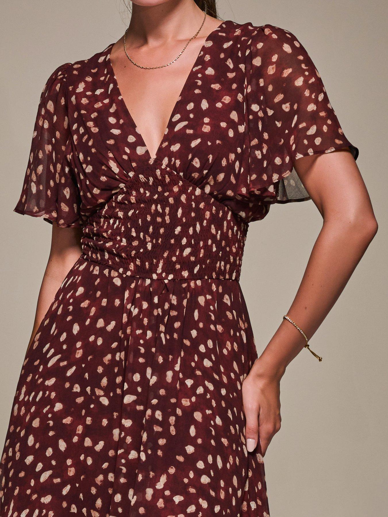 Image 4 of 6 of Jolie Moi Chiffon Tie Back Detail Midi Dress - Purple