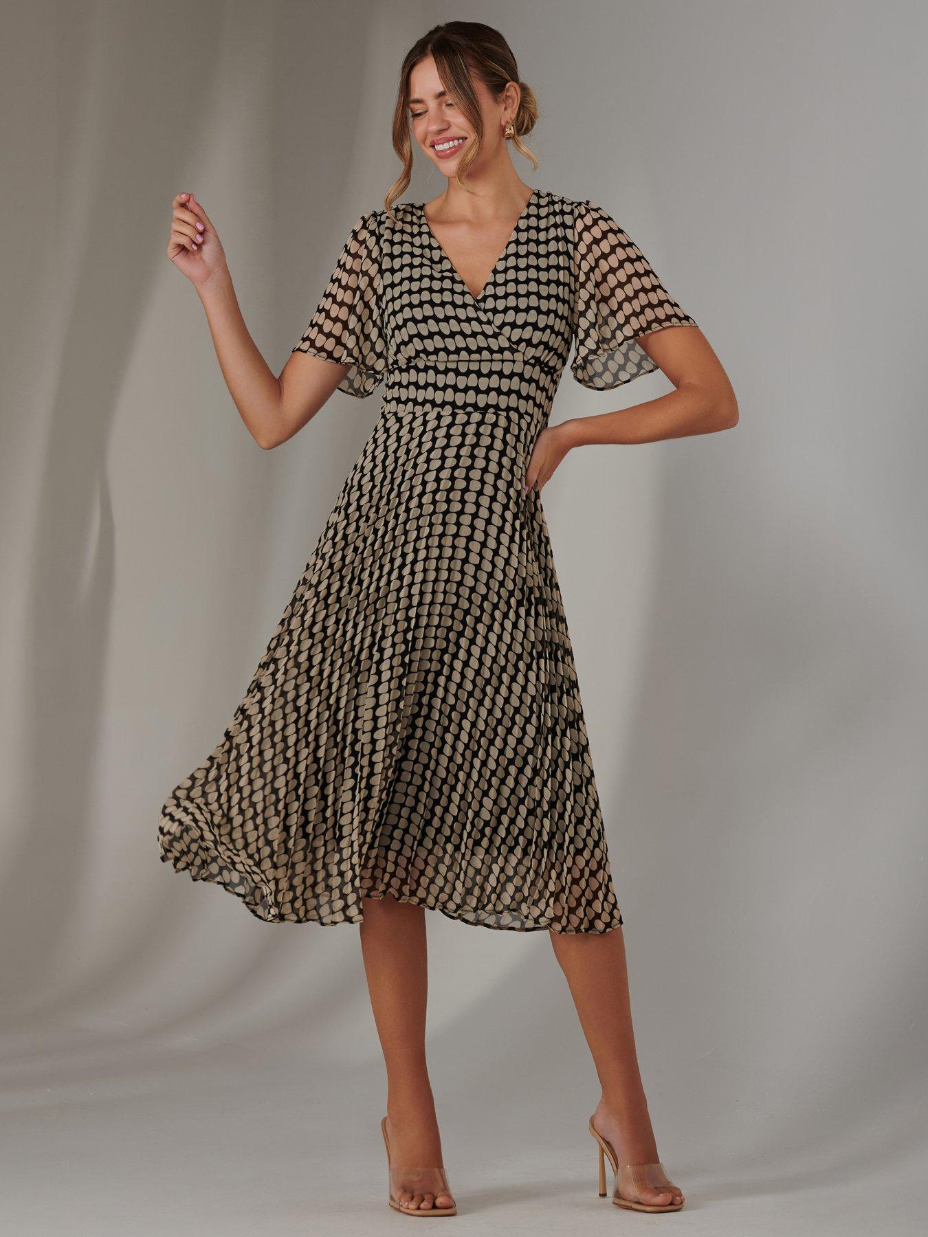 Jolie Moi Chiffon Pleated Wrap Midaxi Dress