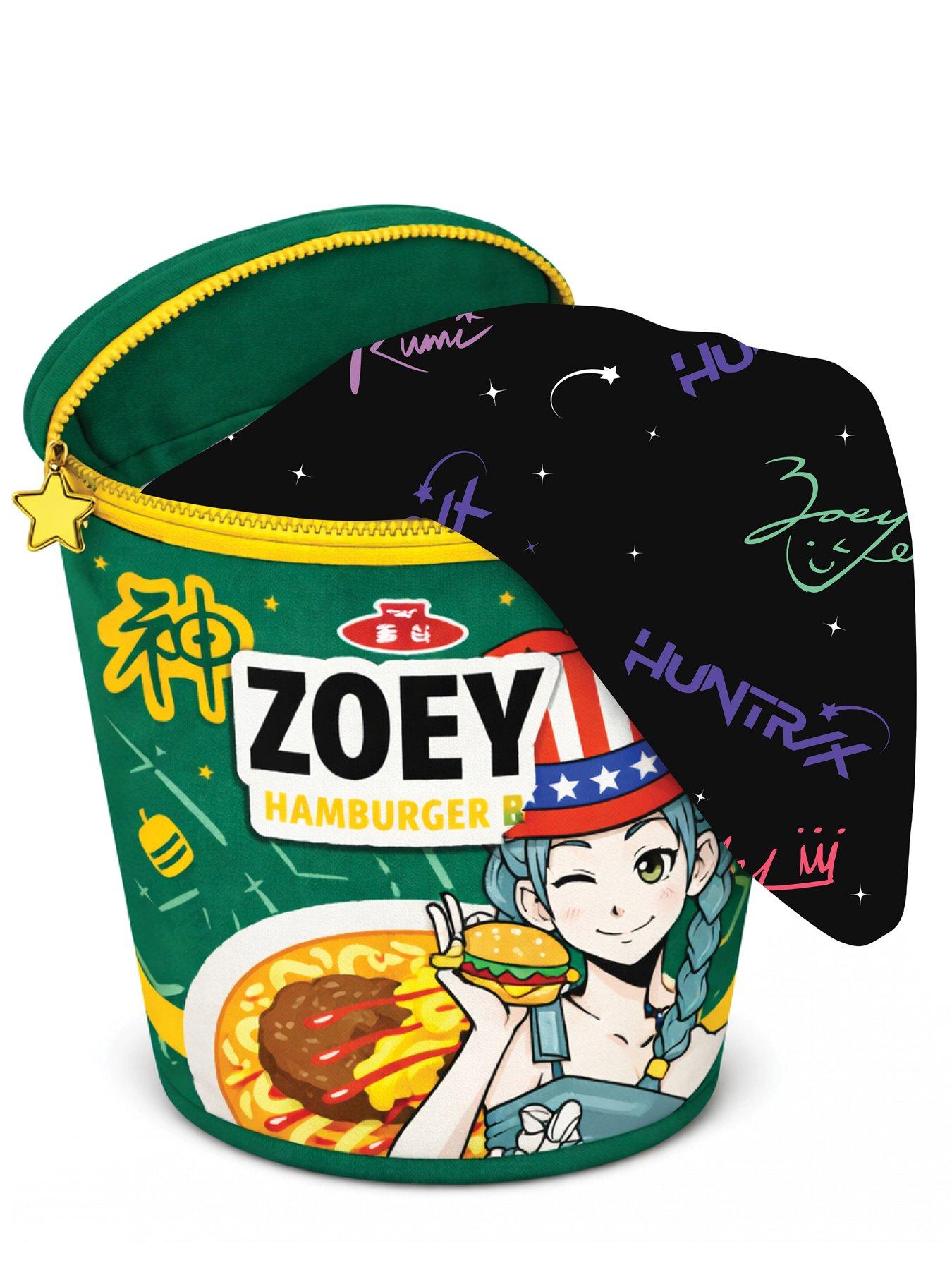 Image 1 of 7 of K-Pop Demon Hunters Zoey Ramen Shaped Cushion And Blanket Bundle