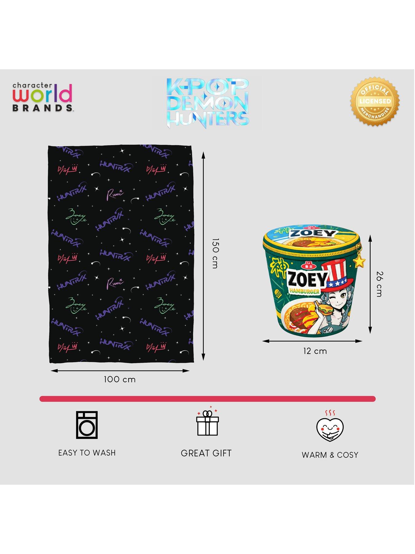 Image 3 of 7 of K-Pop Demon Hunters Zoey Ramen Shaped Cushion And Blanket Bundle