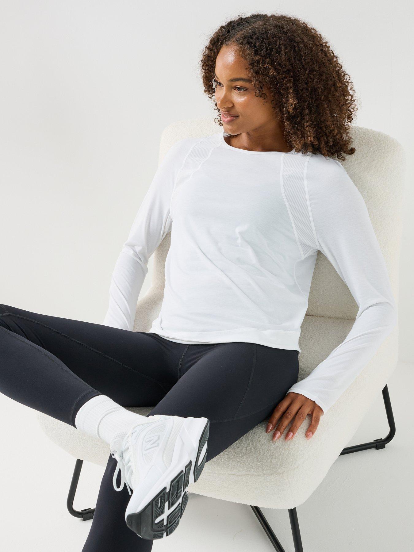 Image 6 of 6 of Sweaty Betty Womens Running Breathe Easy Mesh Long Sleeve Top 2.0 - White