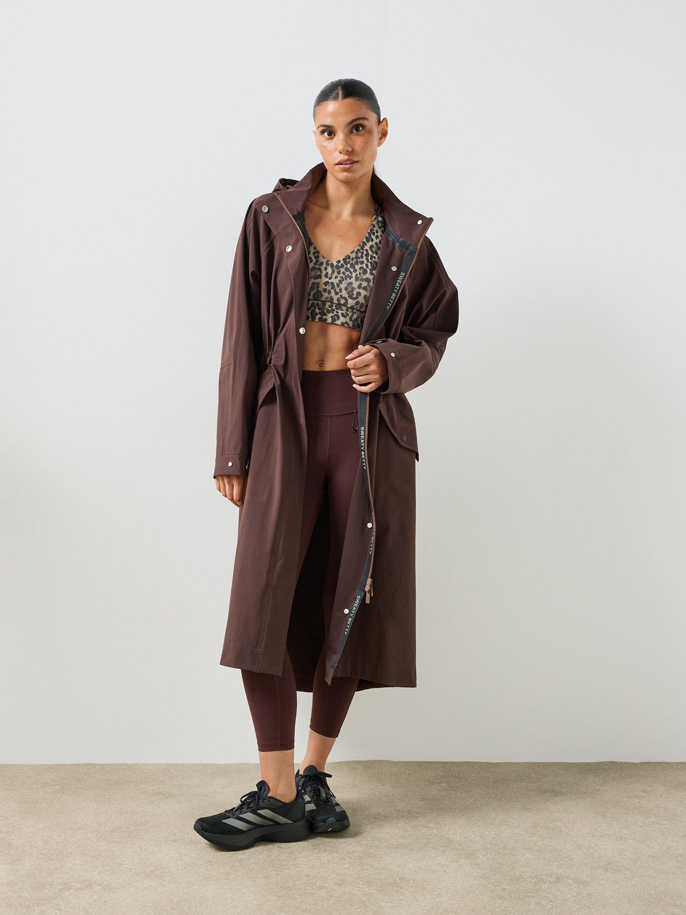 Sweaty Betty Womens Training Motion Waterproof Longline Parka - Brown